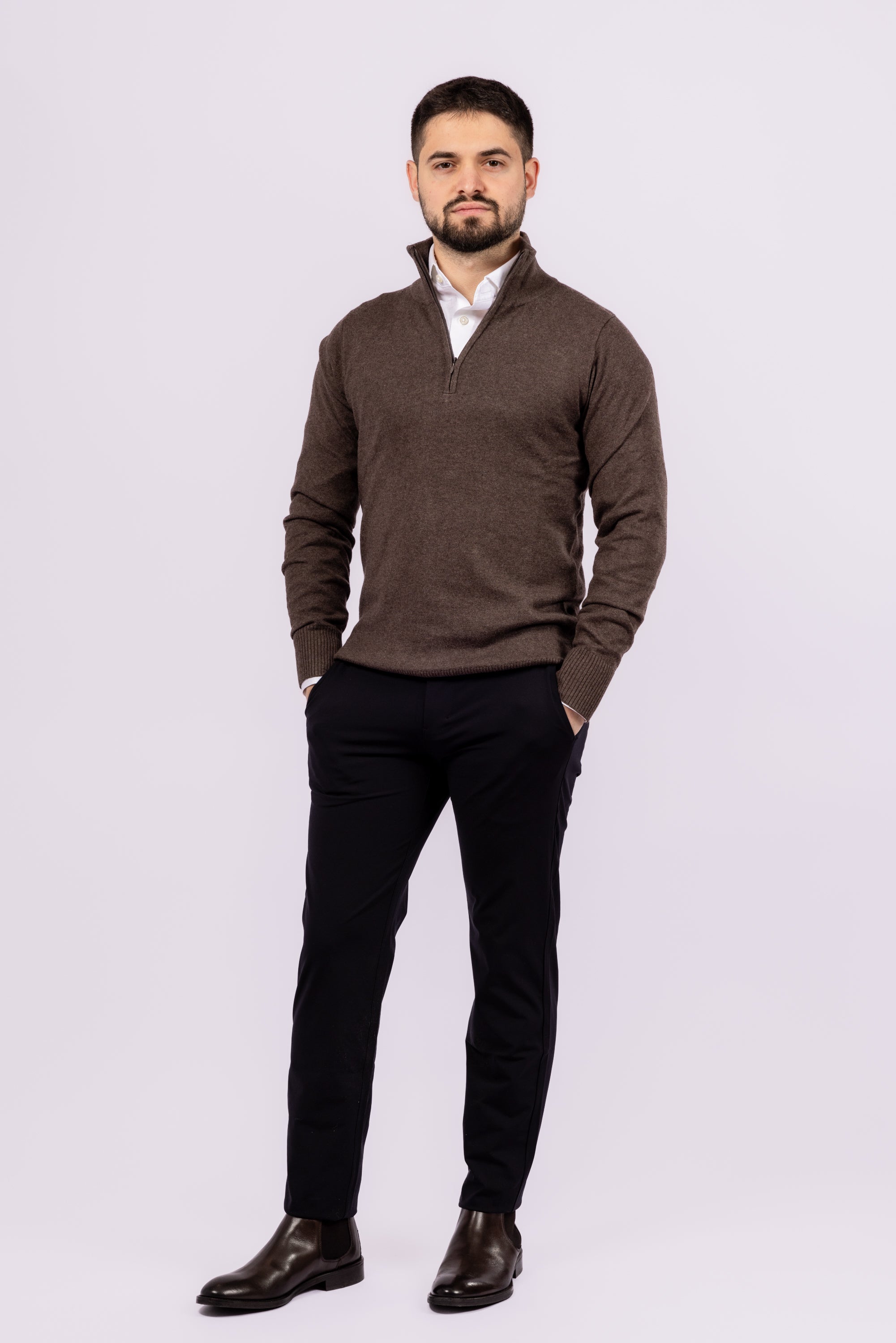 Cashmere Blend Quarter Zip Sweater - Atica Man