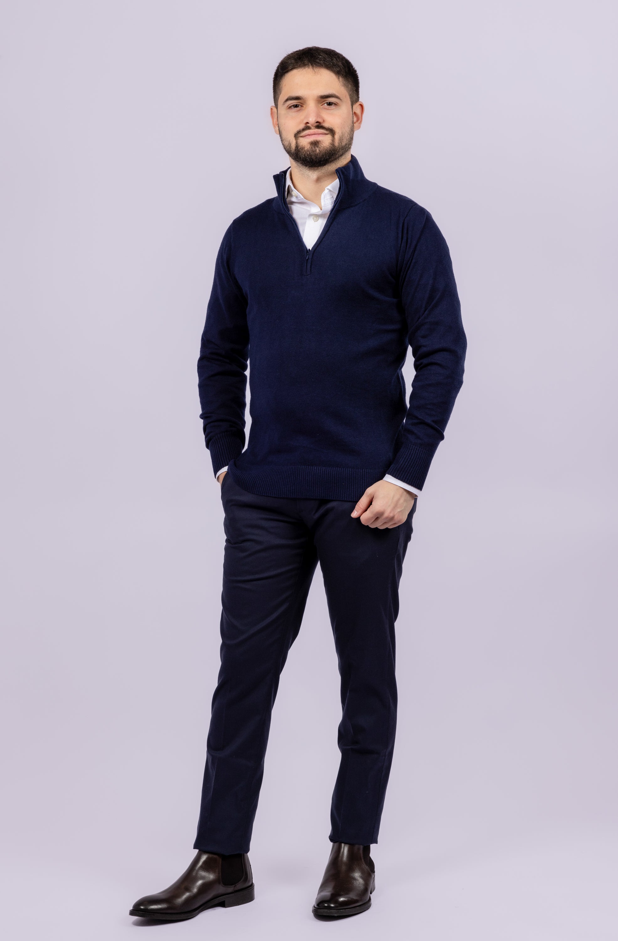 Cashmere Blend Quarter Zip Sweater - Atica Man