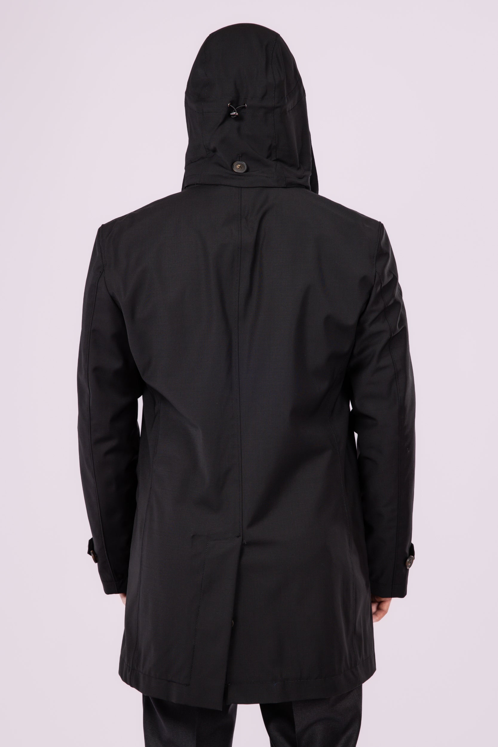 Black Waterproof Wool Raincoat - Atica Man