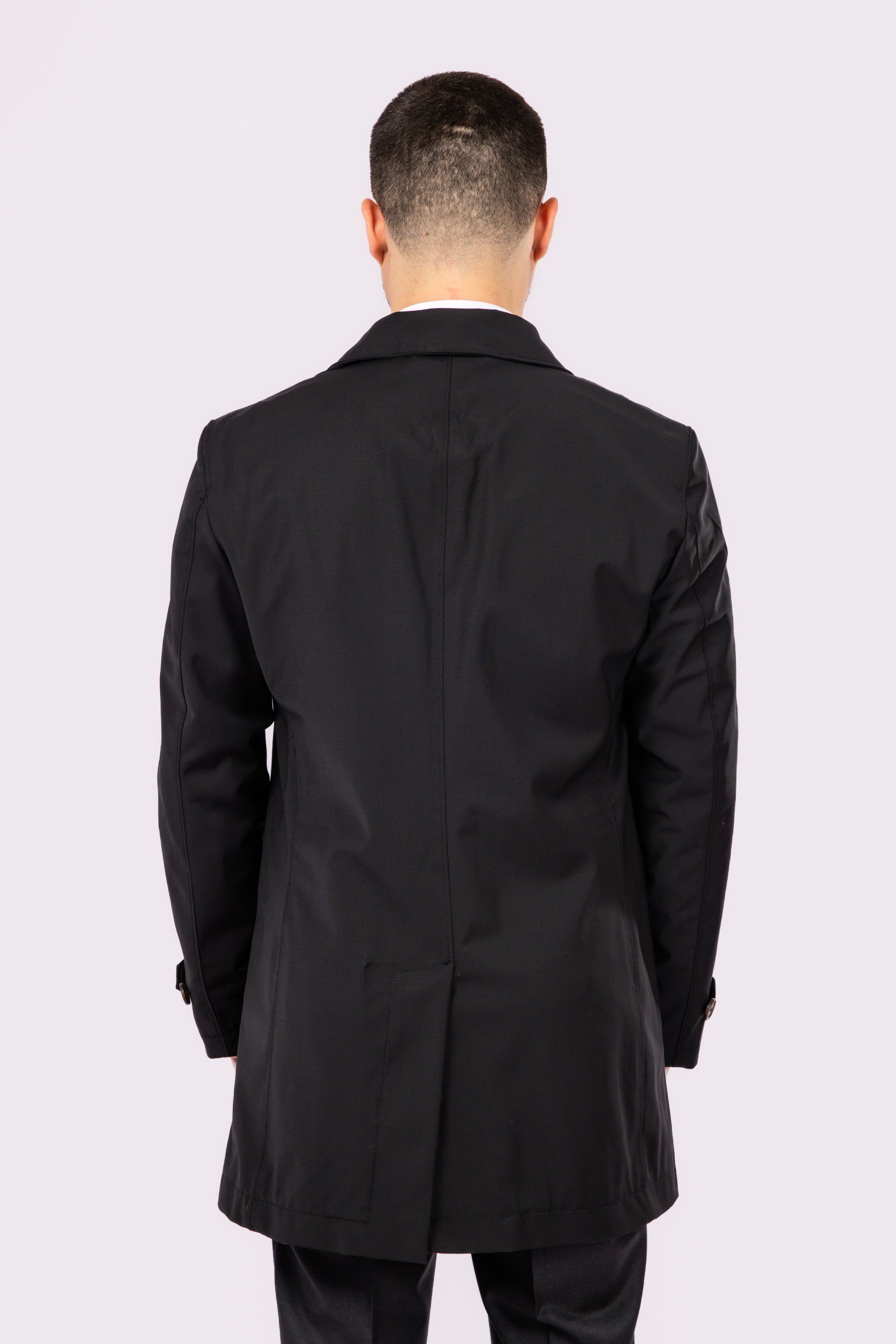 Black Waterproof Wool Raincoat - Atica Man