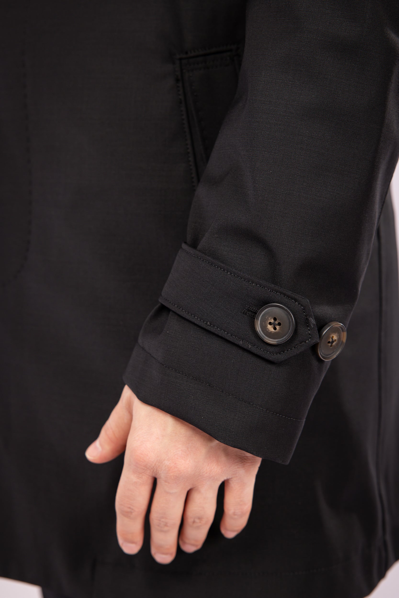 Black Waterproof Wool Raincoat - Atica Man