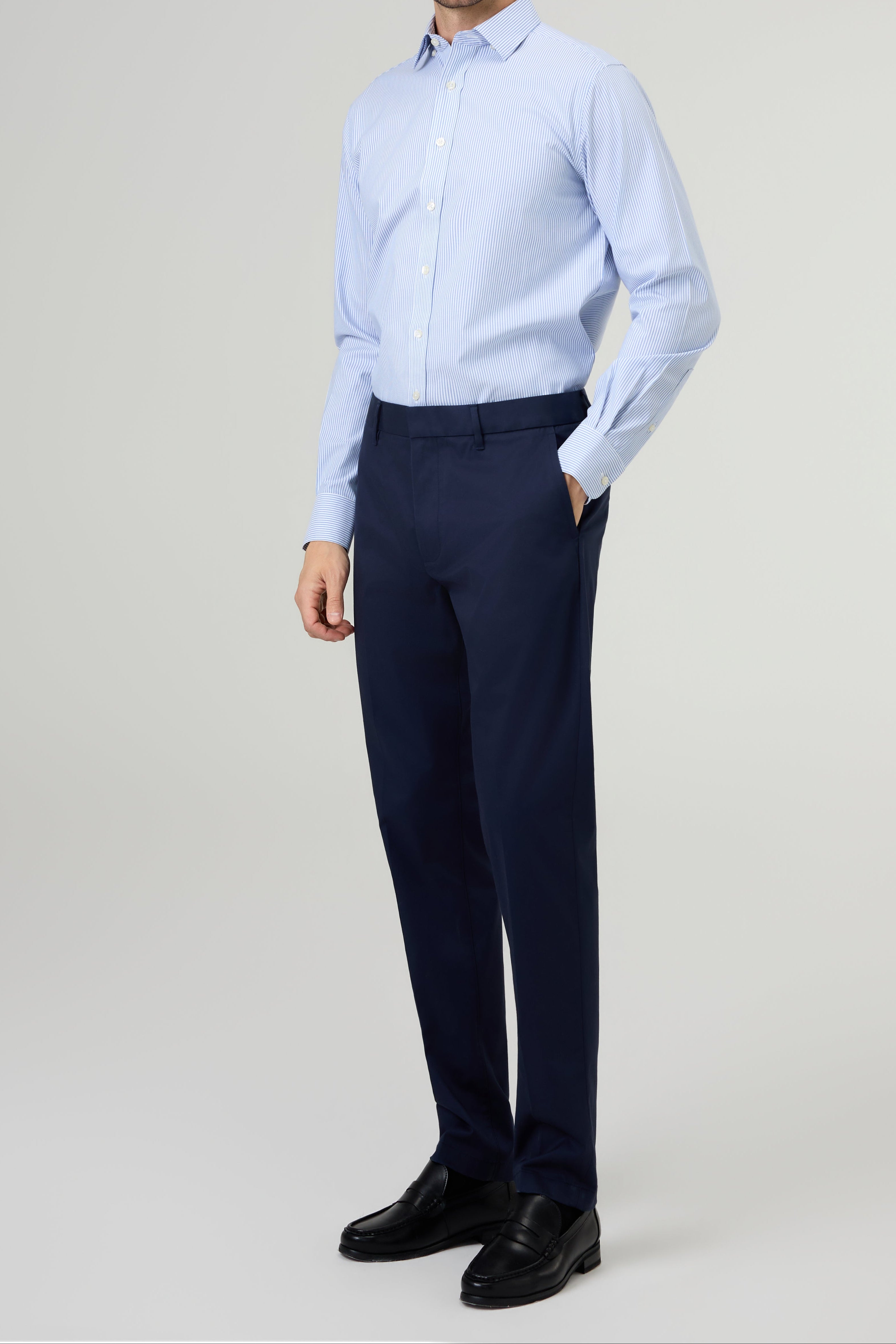 Solid Cotton Dress Navy Pants