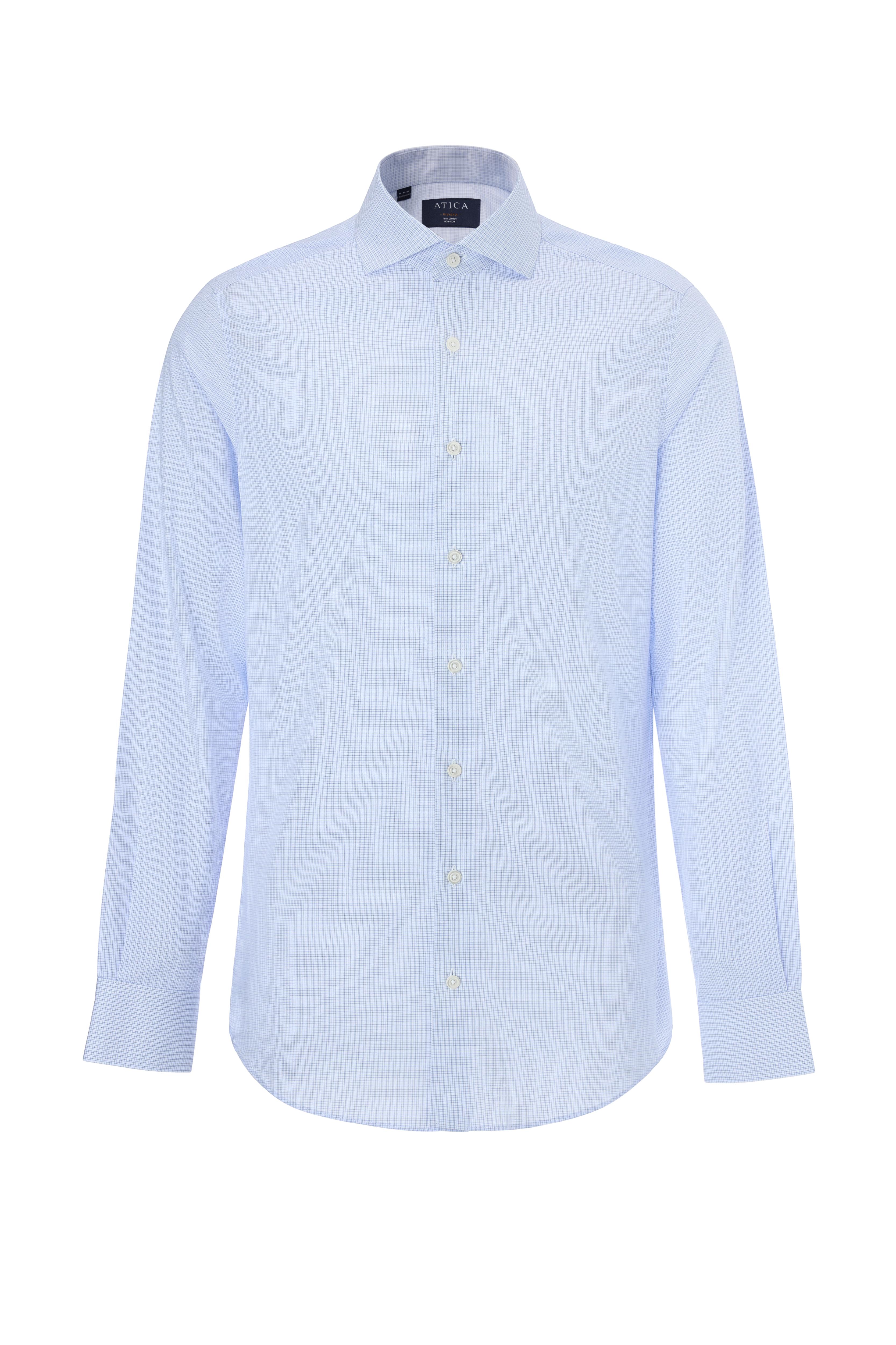 Riviera Light Blue Double Grid Shirt - Atica Man