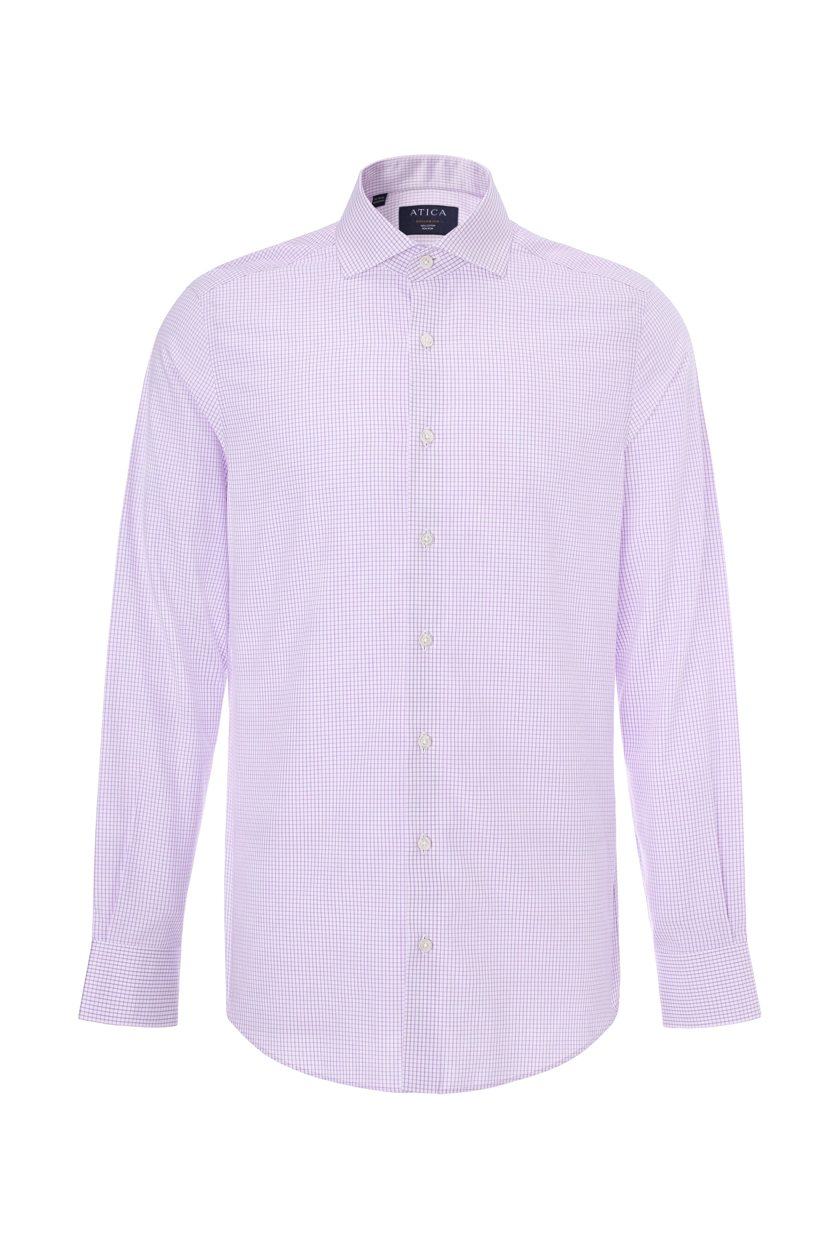 Greenwich Purple Mini Grid Shirt - Atica Man