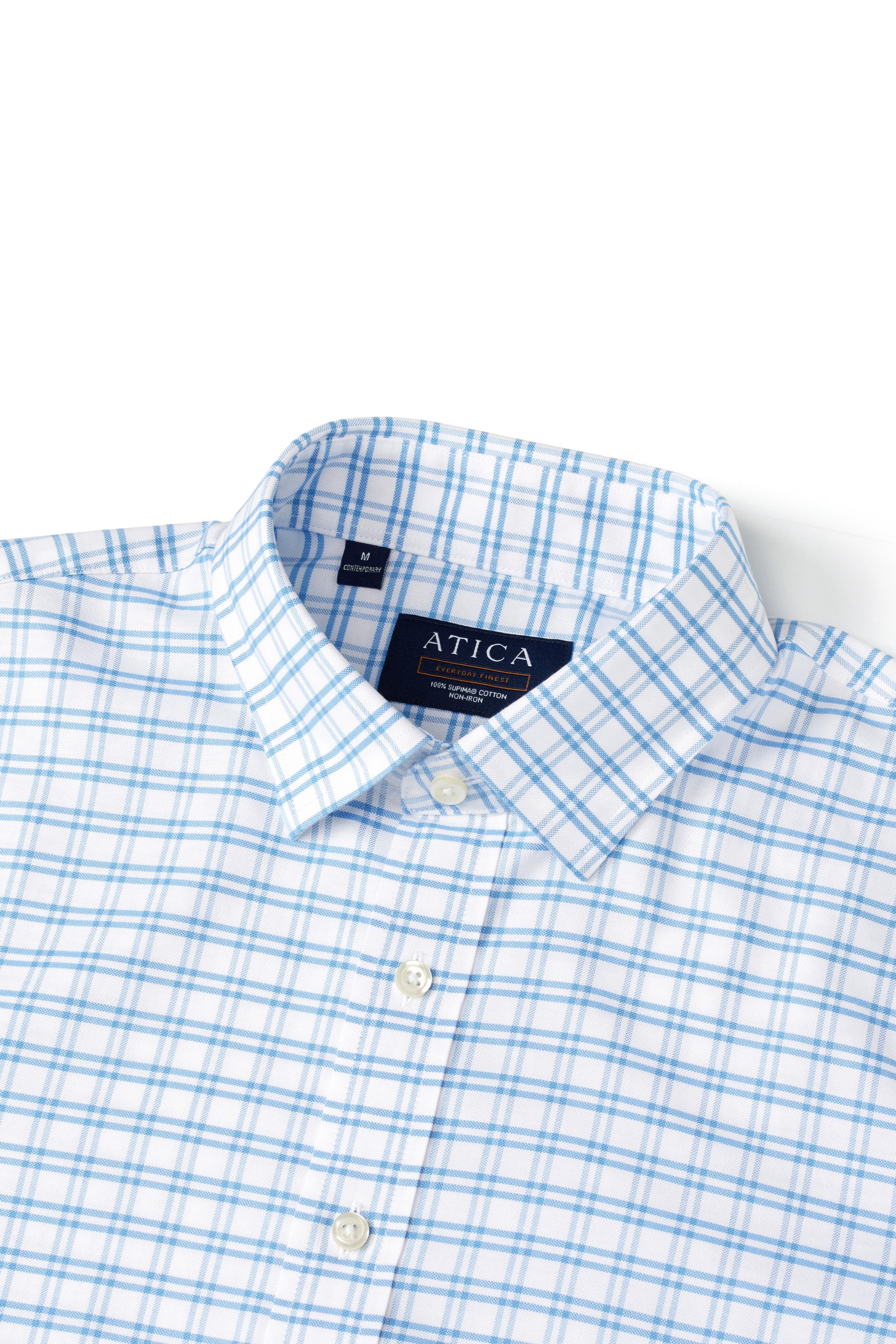 EVERYDAY Light Blue Grid Shirt - Atica Man