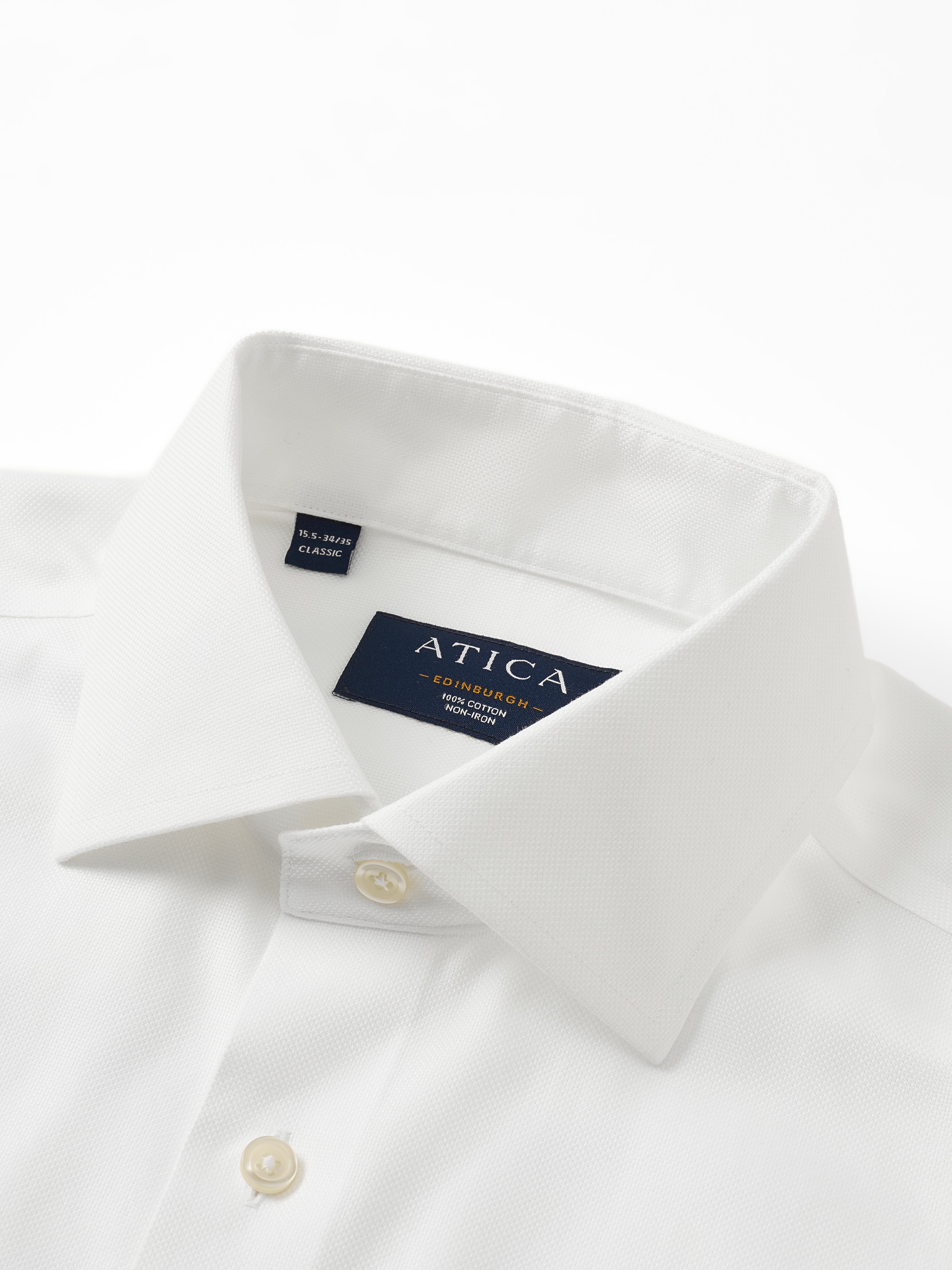 Edinburgh Button Cuff White Shirt - Atica Man