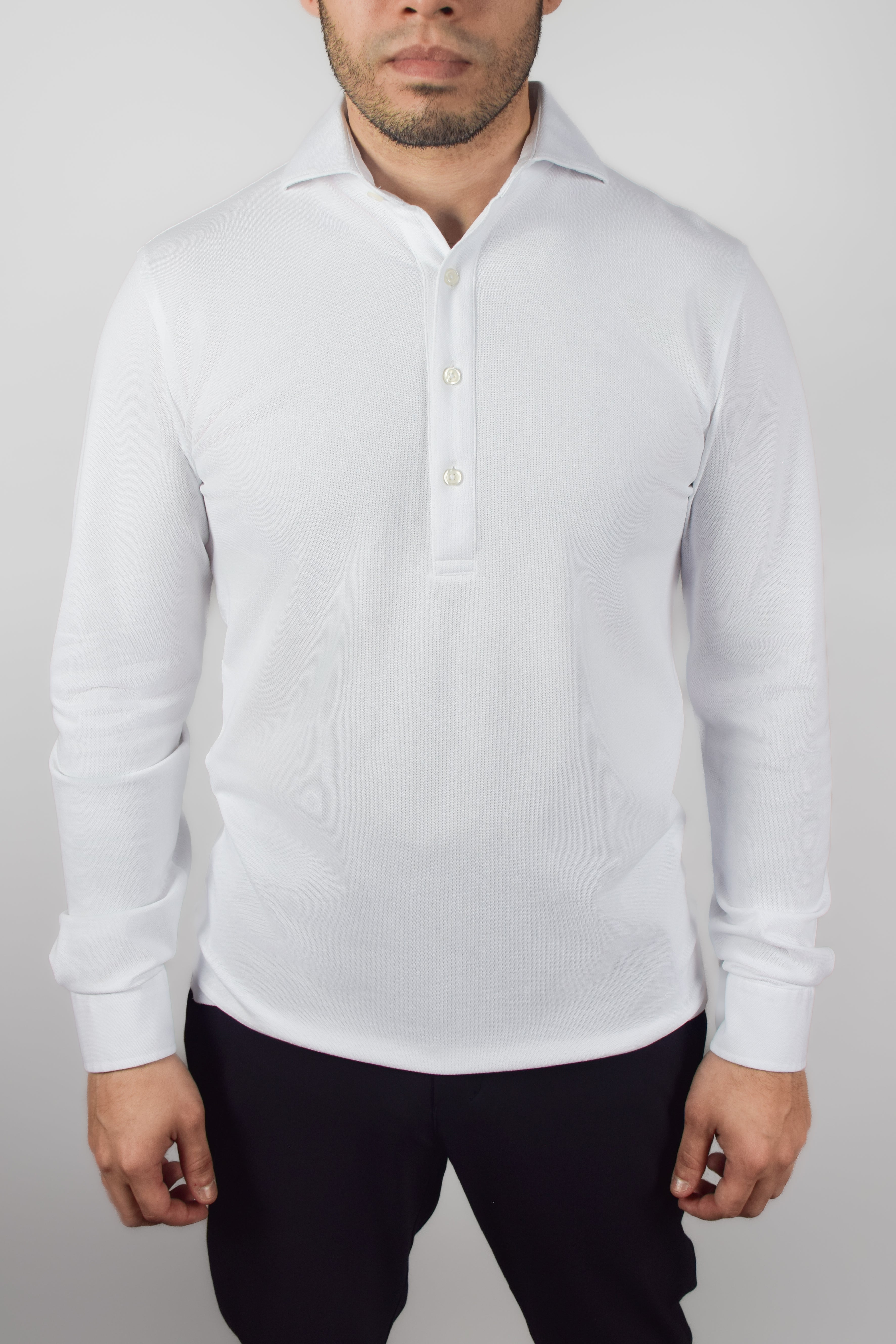 Dress Collar Performance Long Sleeve - White - Atica Man