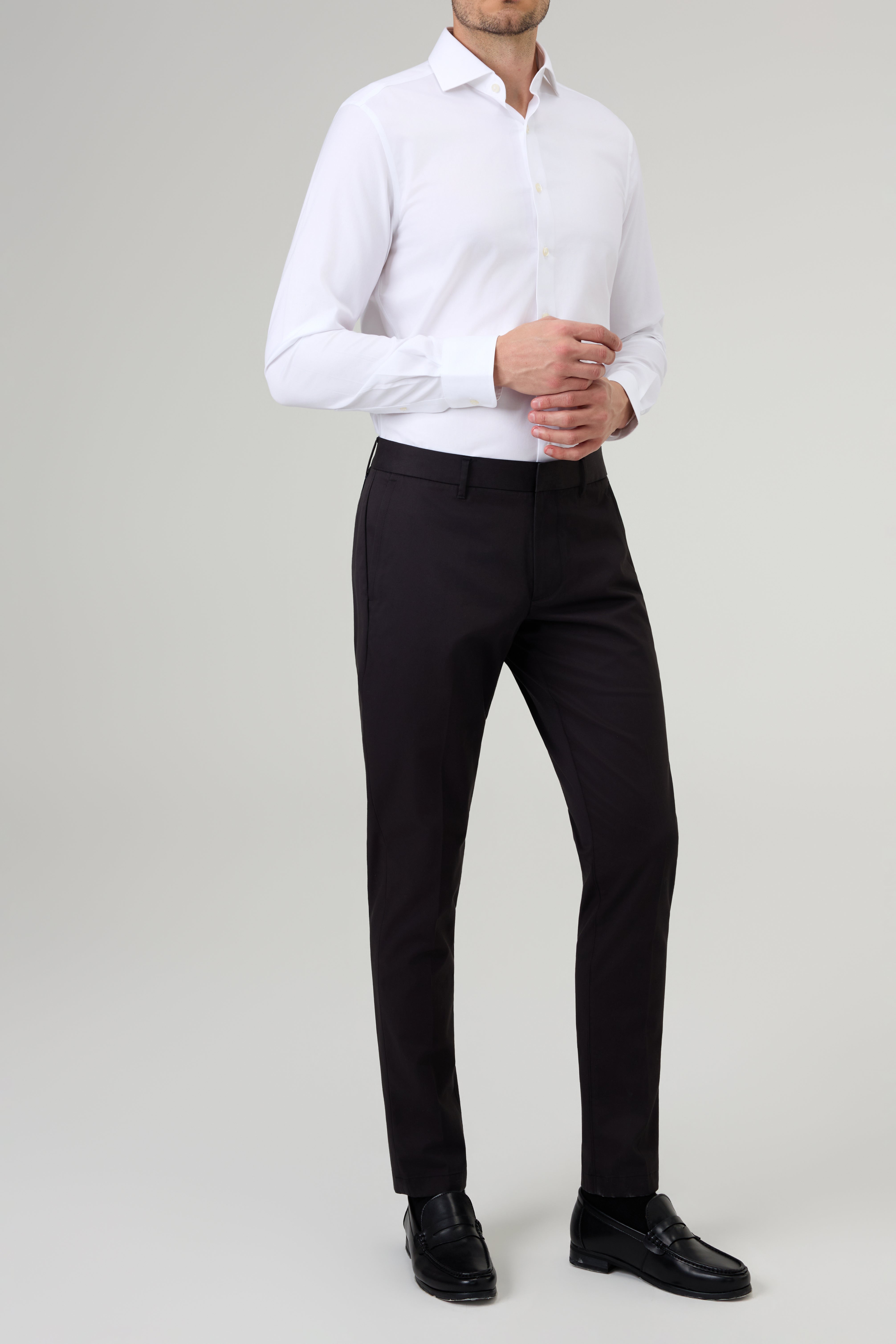 Solid Cotton Dress Black Pants