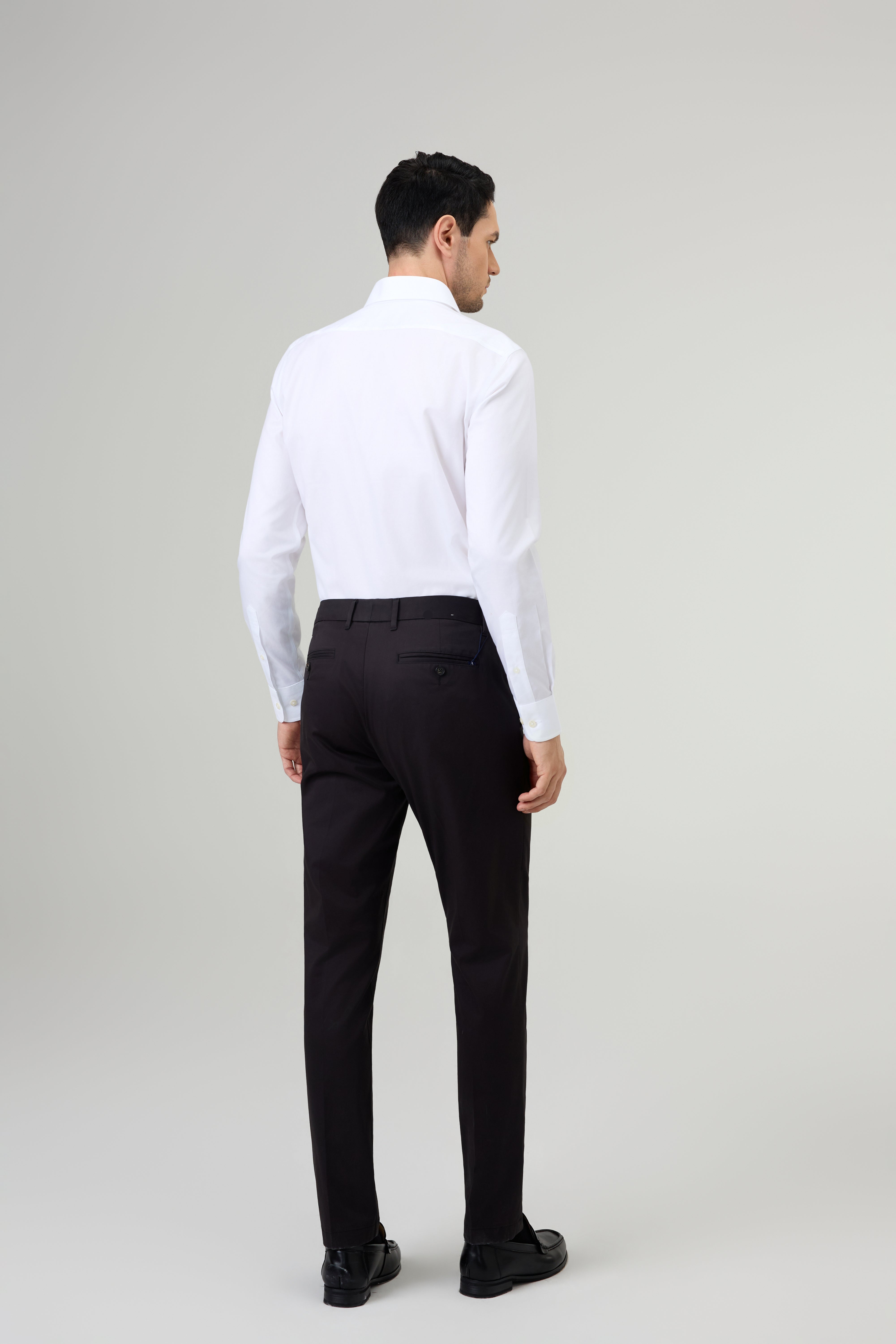 Solid Cotton Black Dress Pants - Atica Man