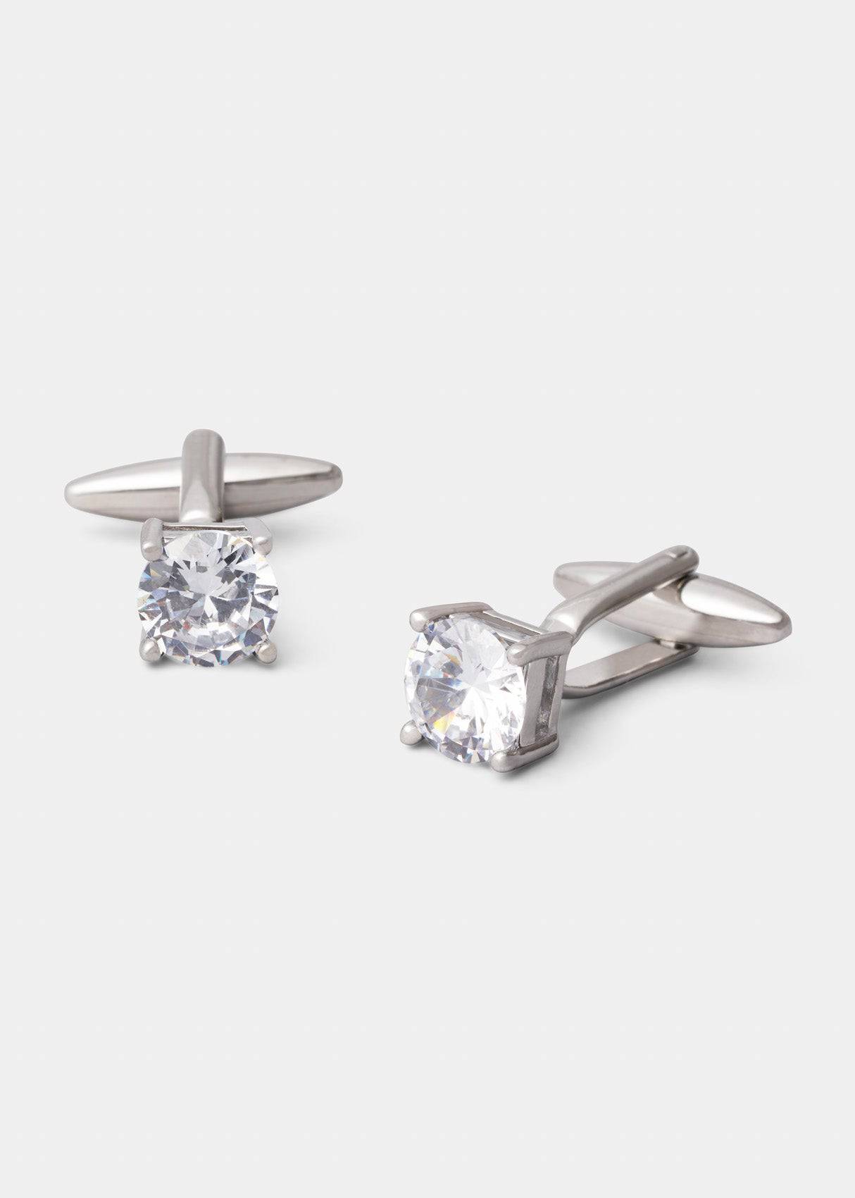 Silver Crystal Cufflinks.