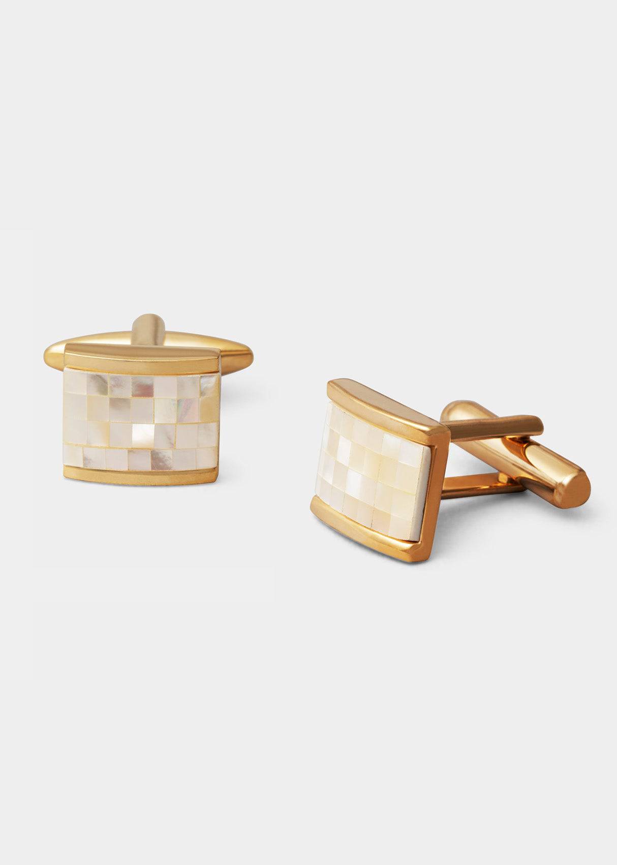 Rectangular Mother Of Pearl Cufflinks.