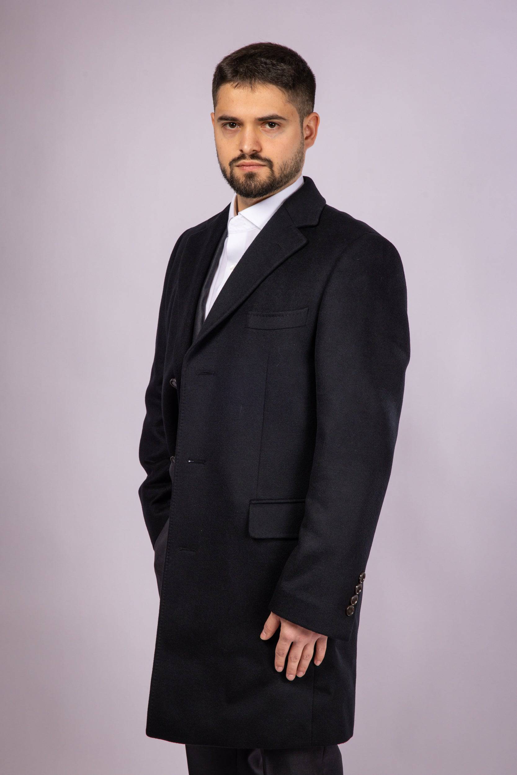 Classic Wool Overcoat - Black - Atica Man