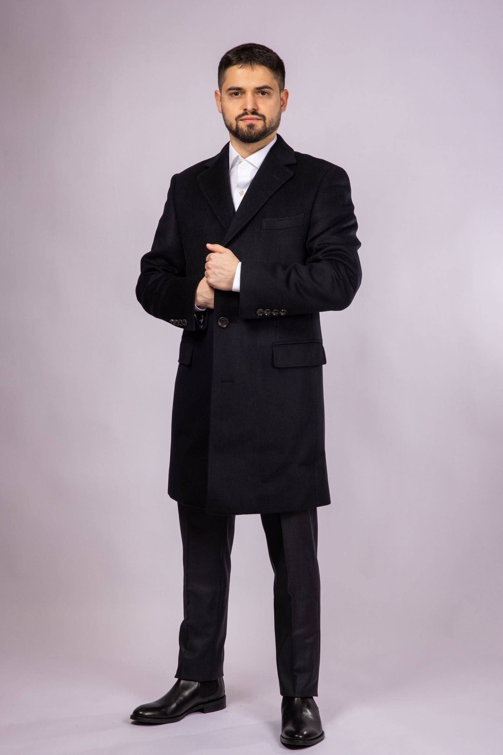 Classic Wool Overcoat - Black - Atica Man