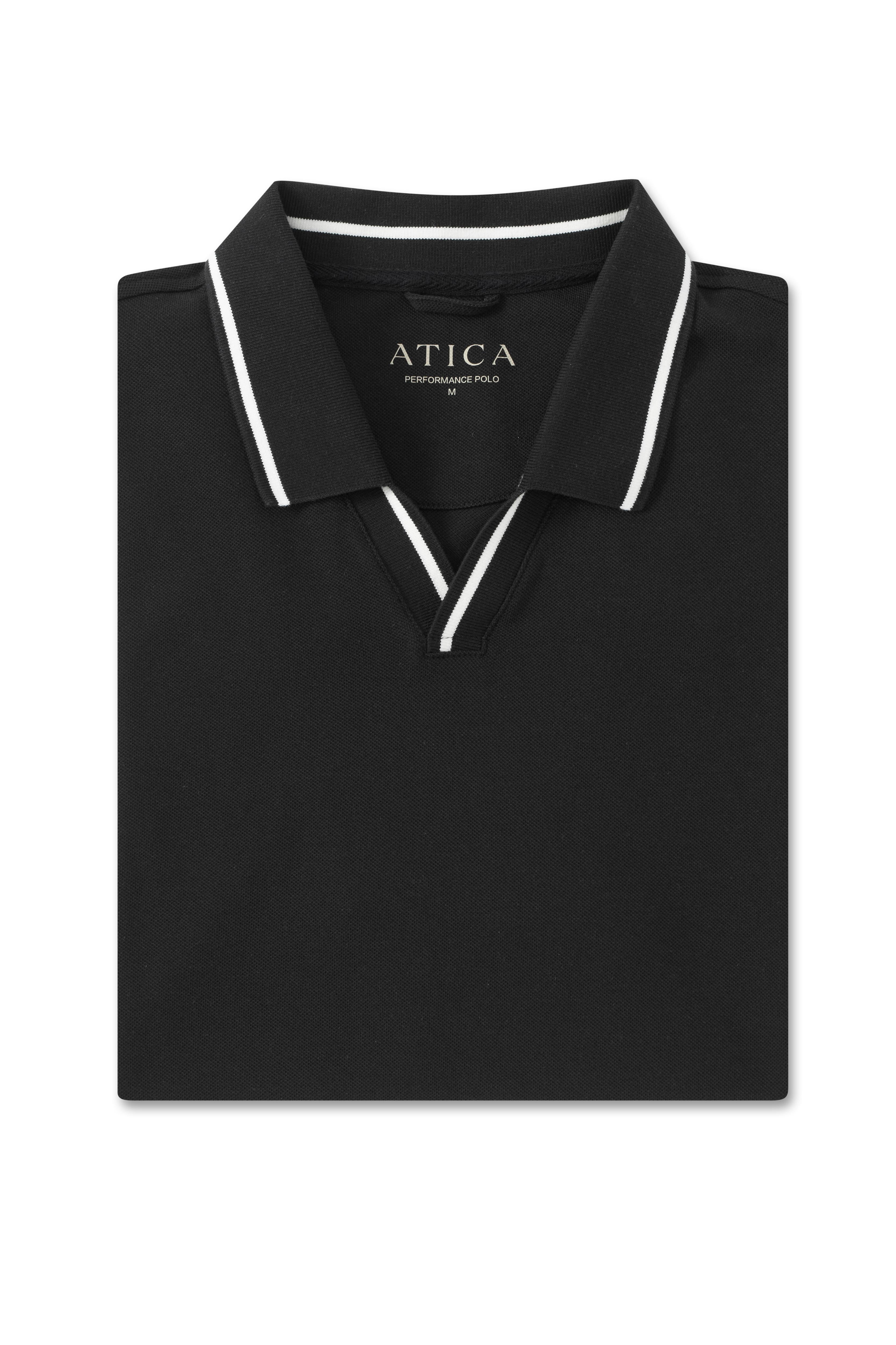 Black Buttonless Performance Polo - Atica Man