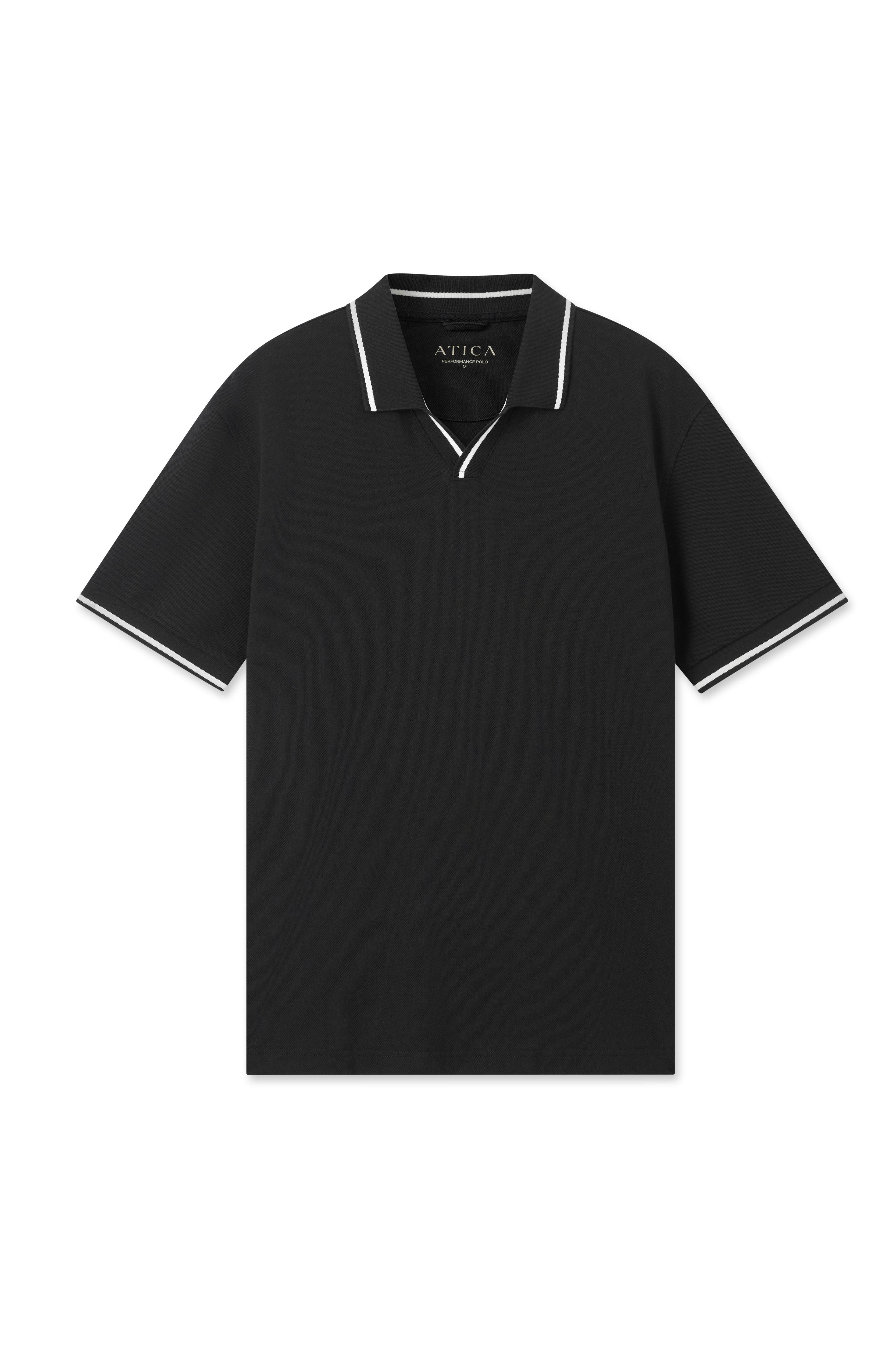 Black Buttonless Performance Polo - Atica Man