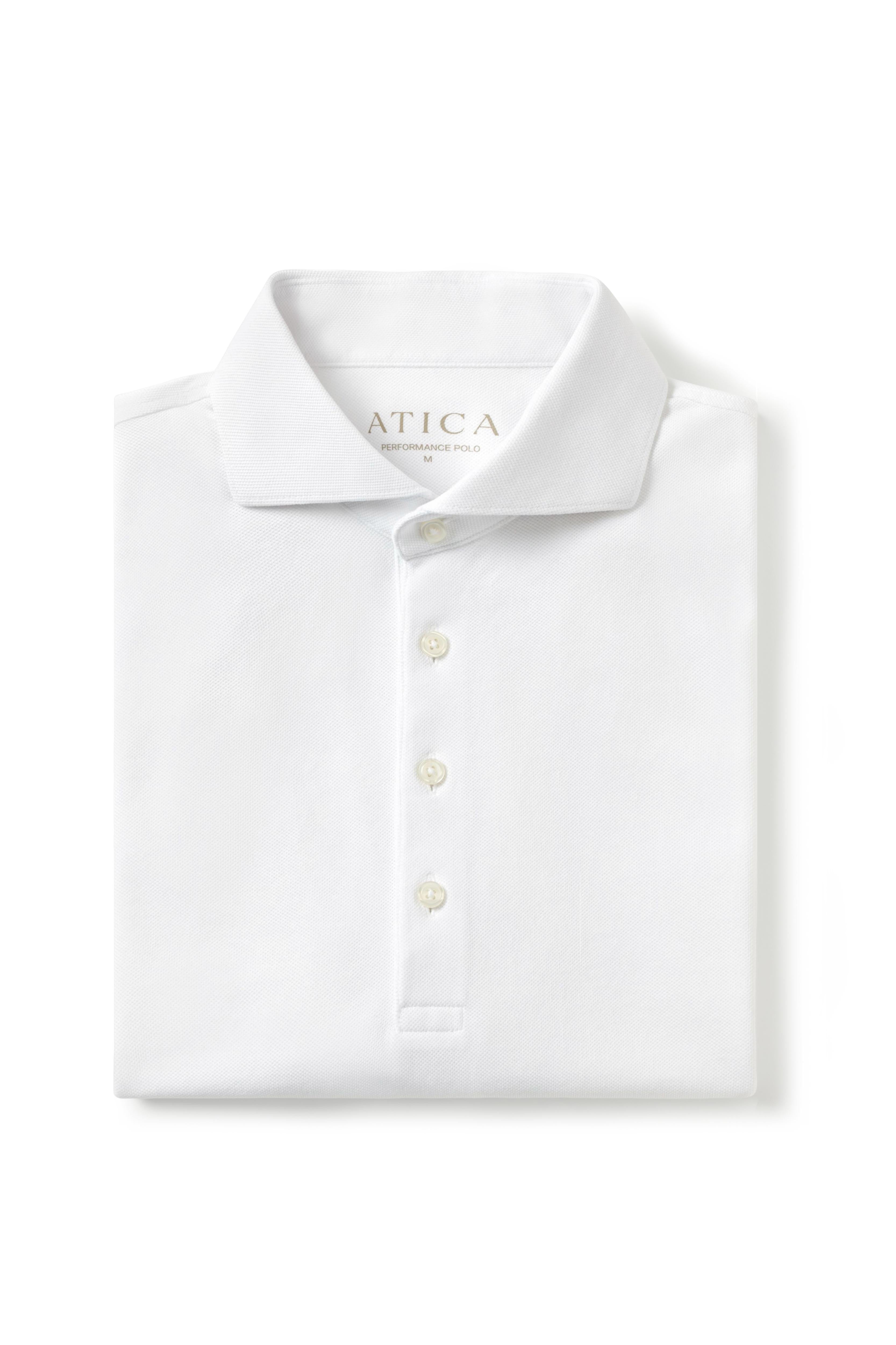Renewed White Dress Collar Performance Short Sleeve Polo - Atica Man