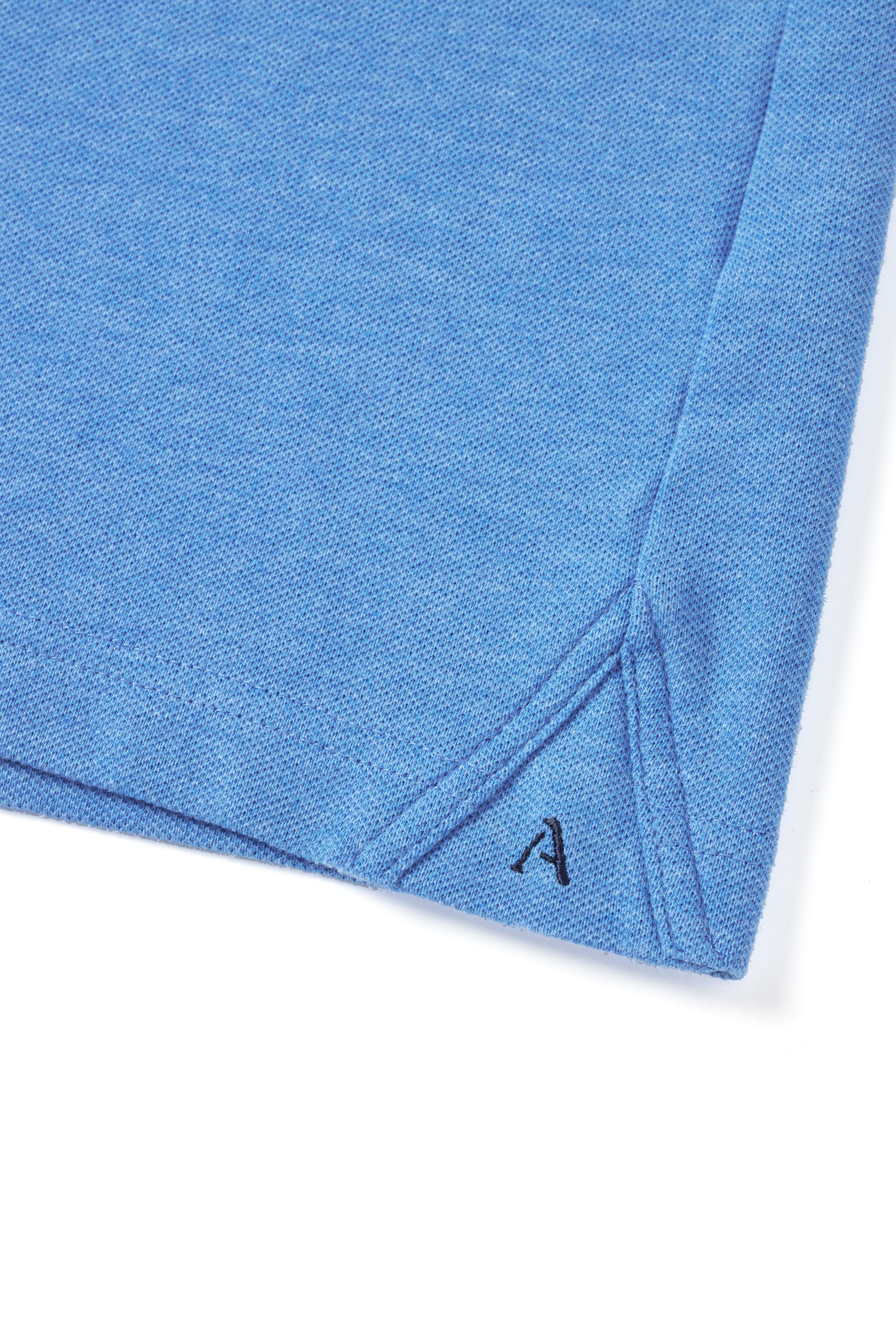 Heather Sky Blue Dress Collar Performance Polo - Atica Man