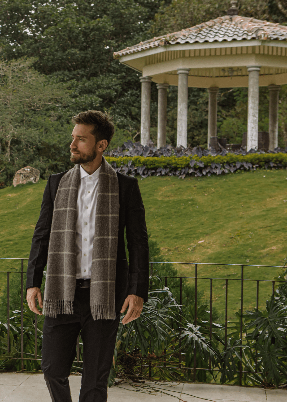 Checked Baby Alpaca Scarf - Atica Man