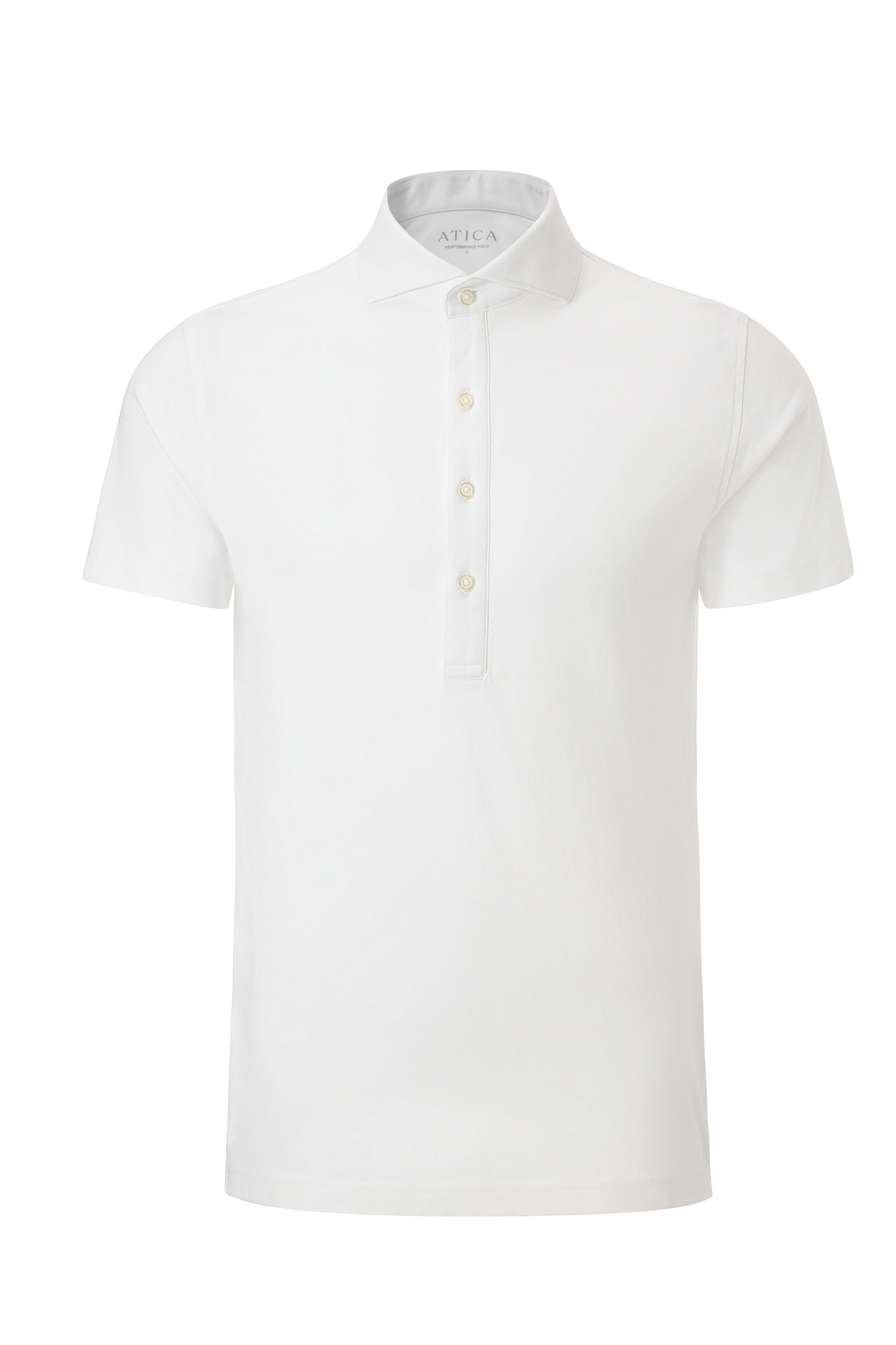 Dress Collar Performance Short Sleeve Polo - White - Atica Man