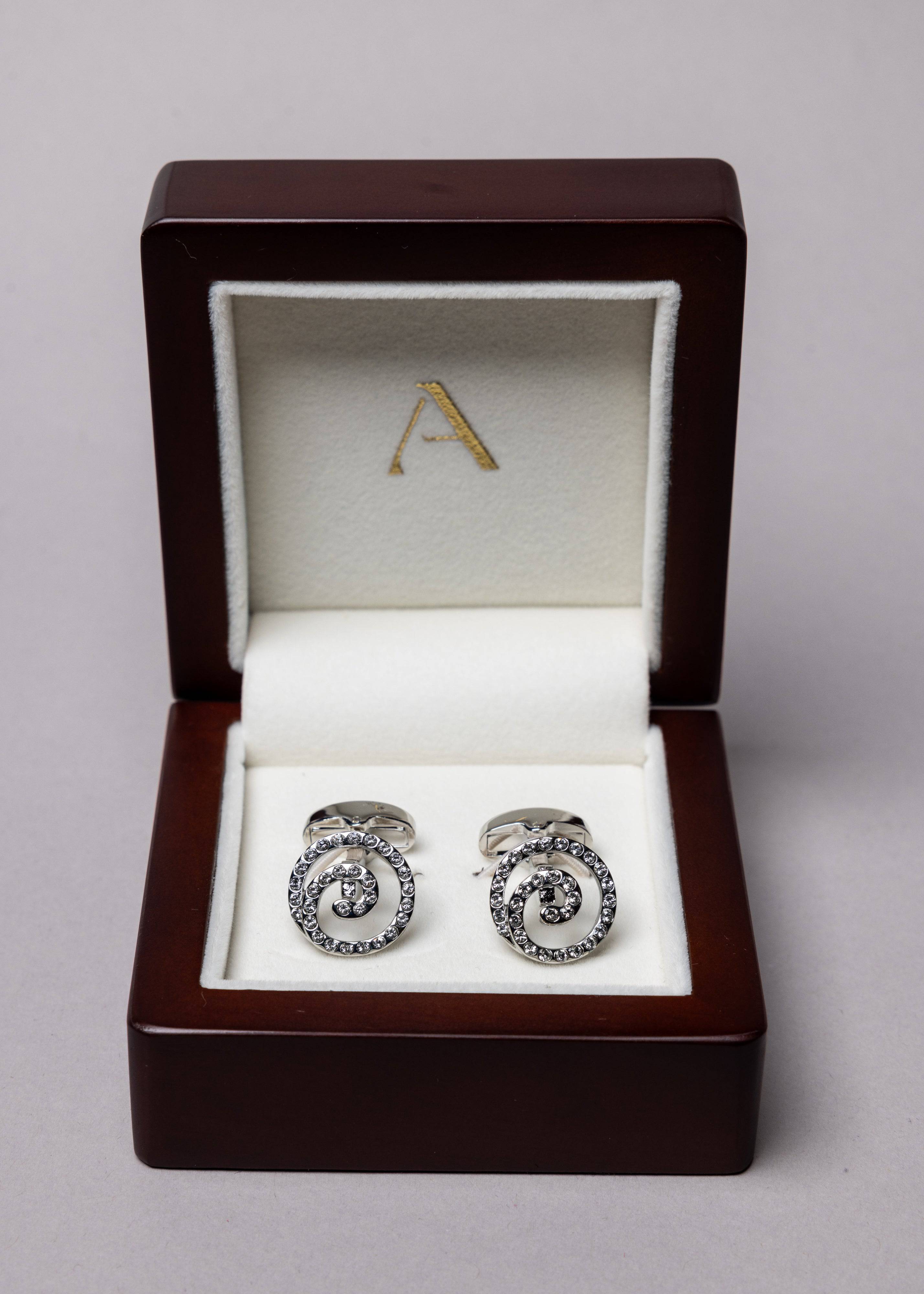Swarovski Spiral Stud Cufflinks - Atica Man