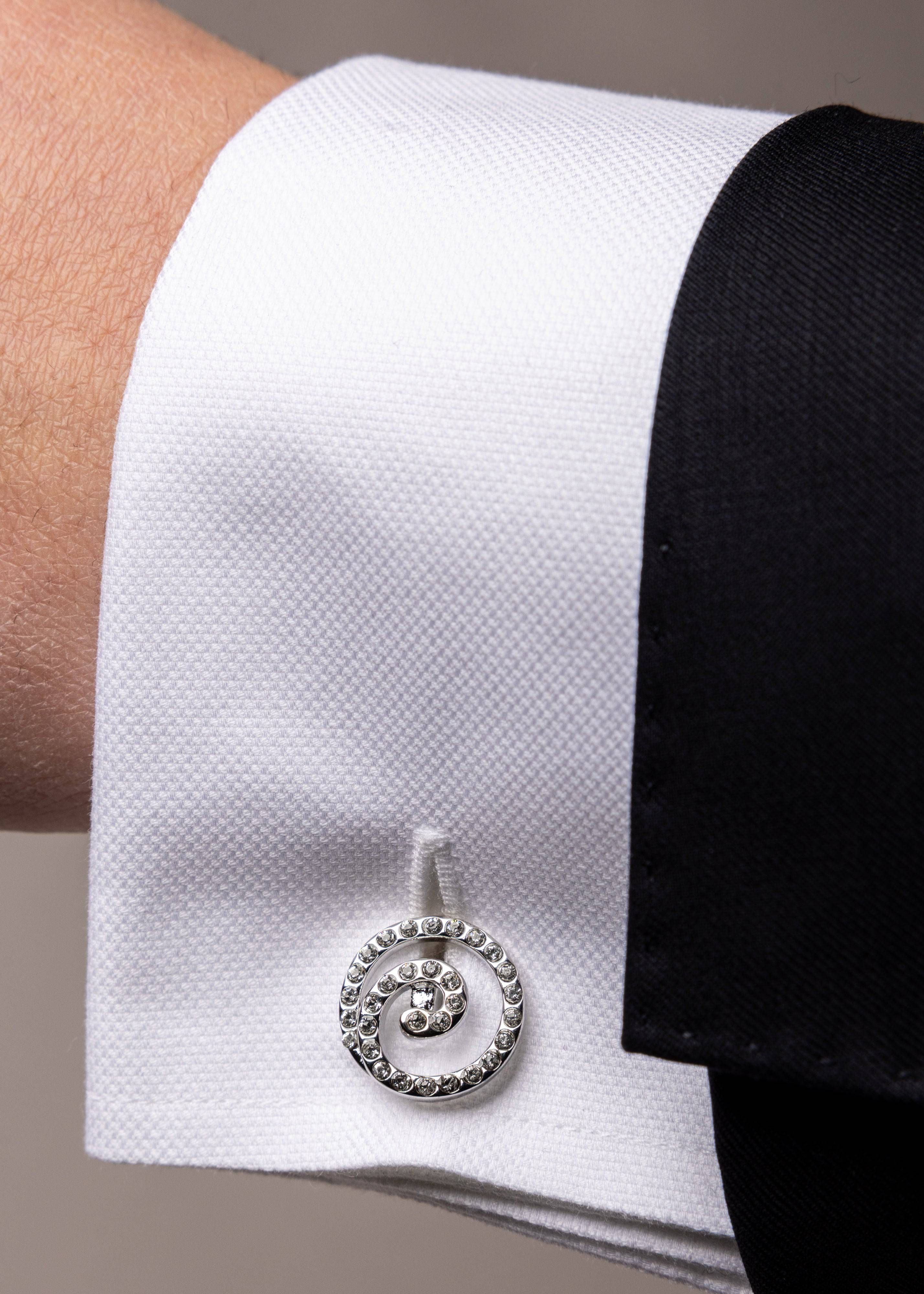 Swarovski Spiral Stud Cufflinks - Atica Man