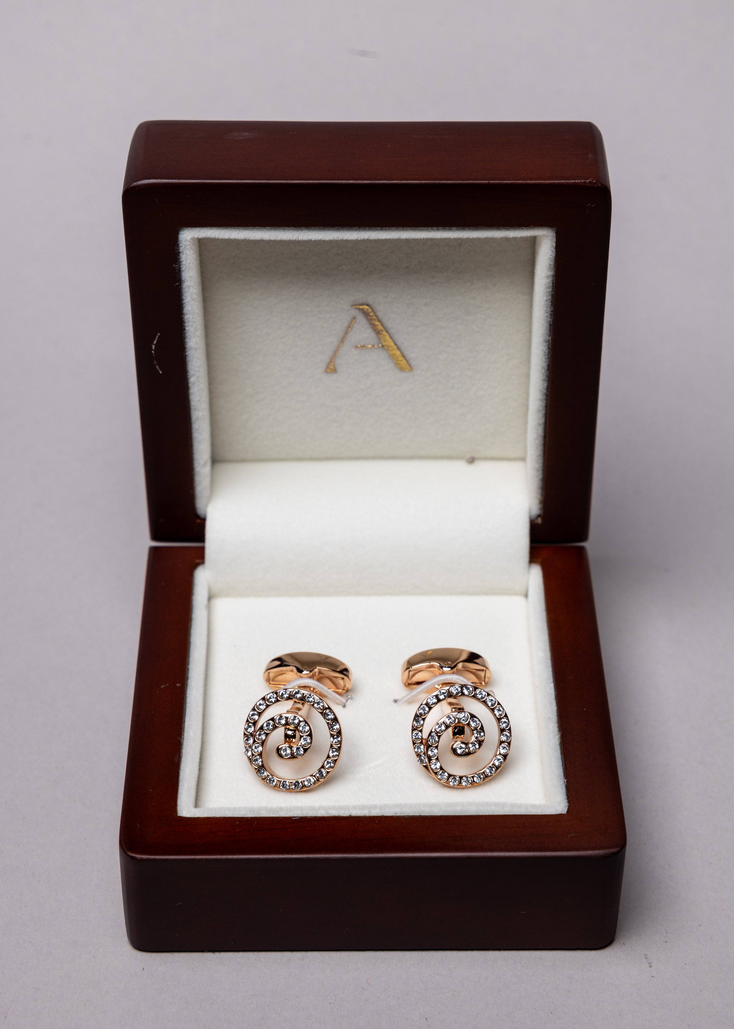 Swarovski Spiral Stud Cufflinks - Atica Man