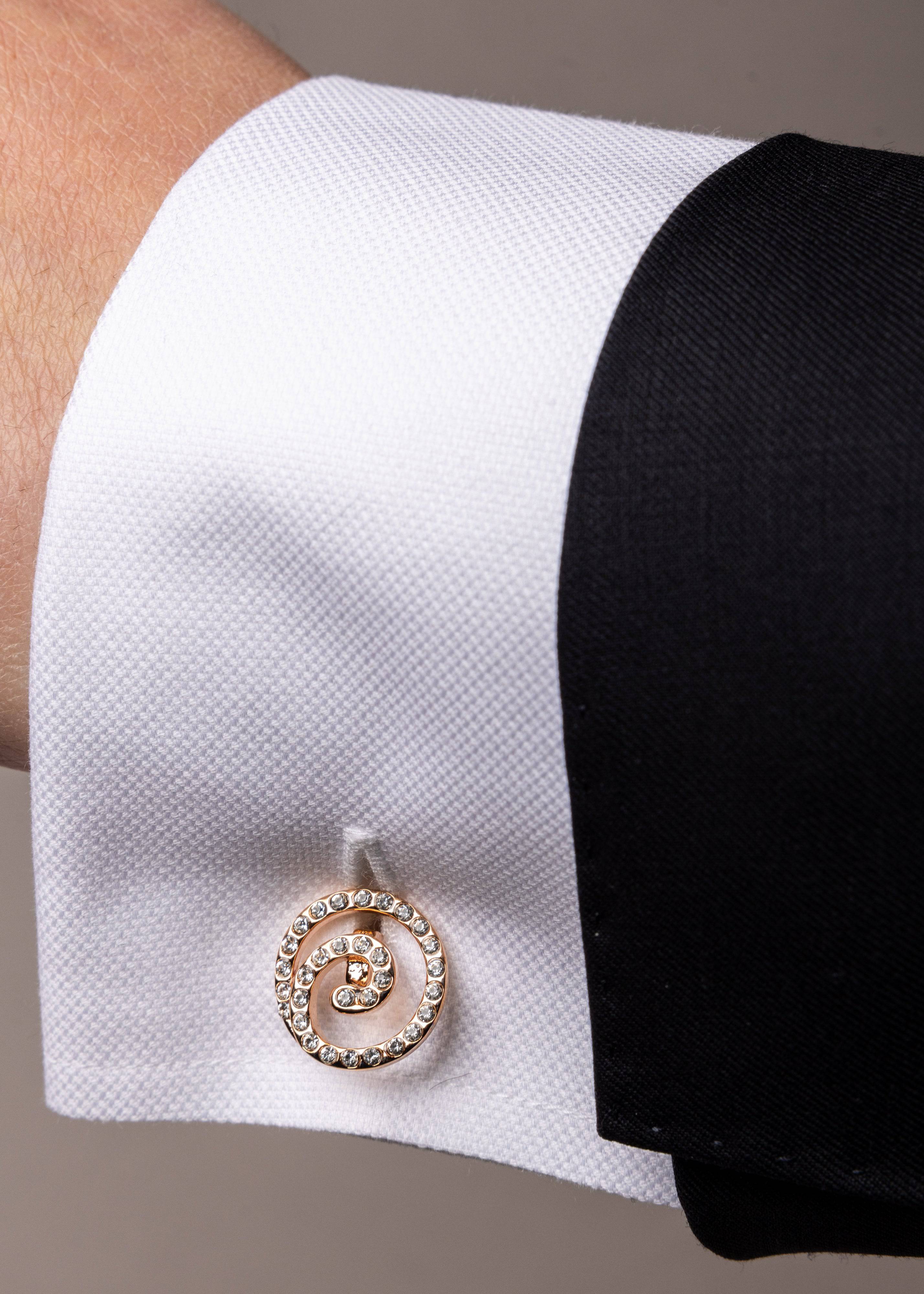 Swarovski Spiral Stud Cufflinks - Atica Man