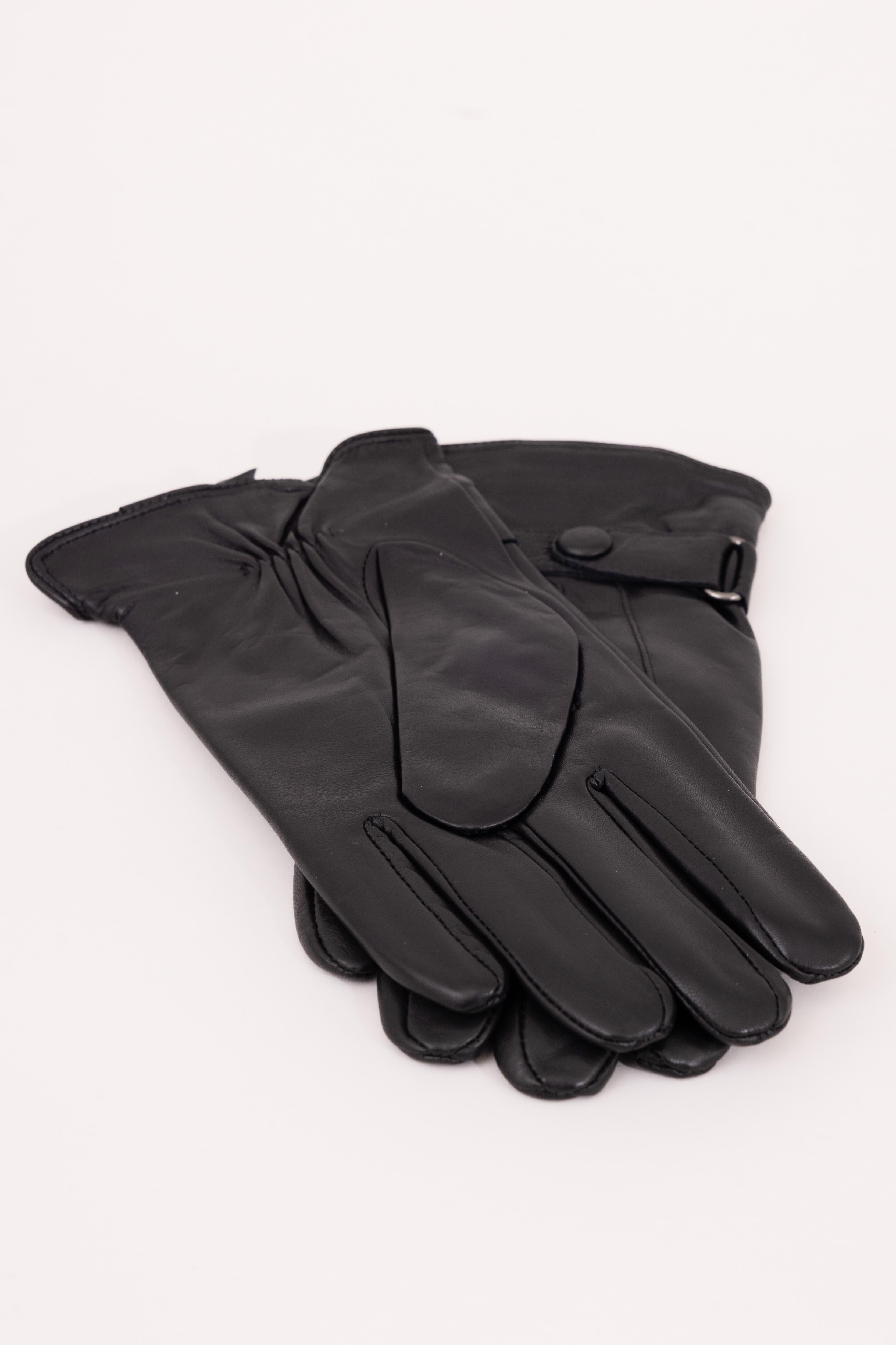 Men’s Nappa Leather Wool Lined Touchscreen Gloves with Wrist Buckle