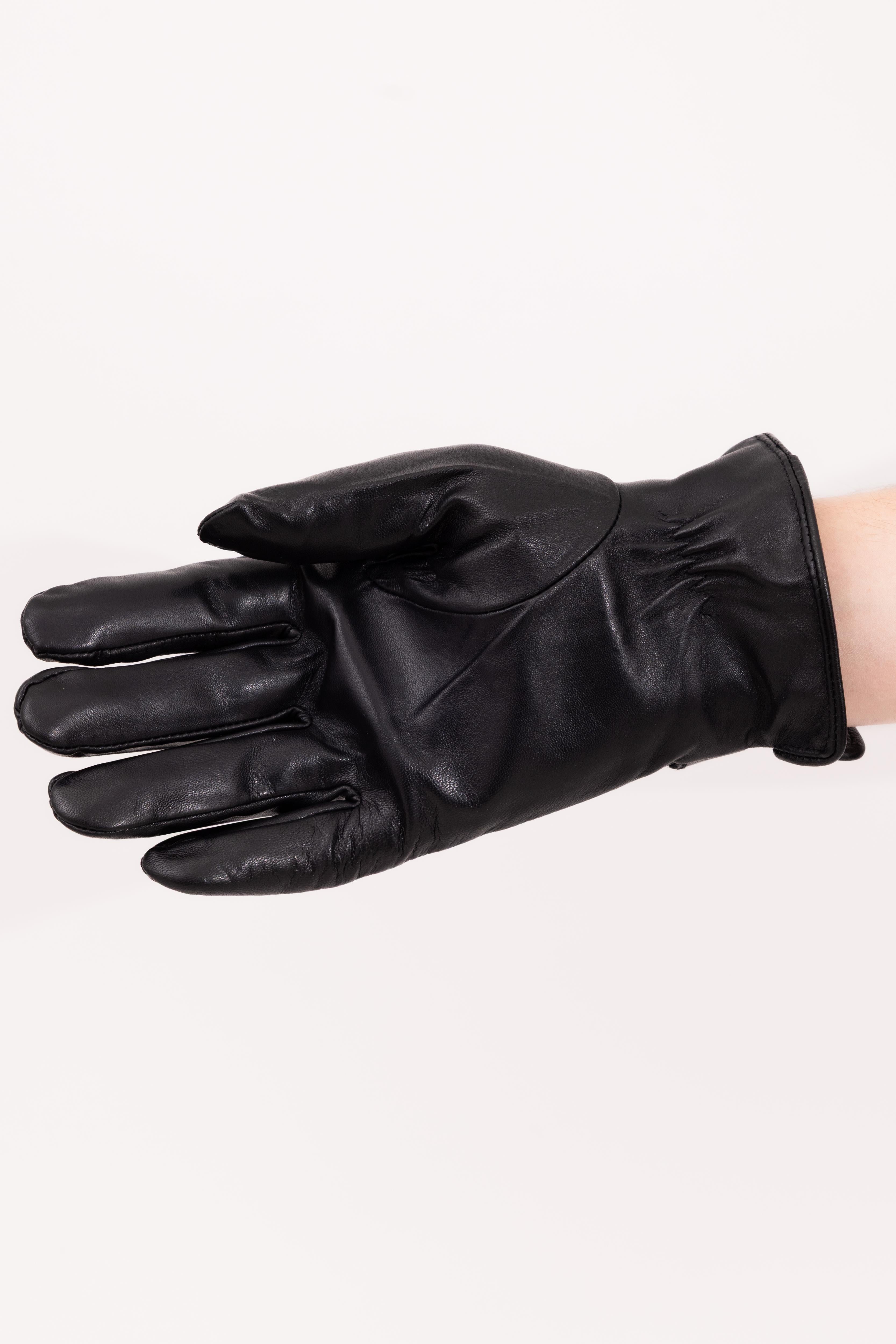 Men’s Nappa Leather Wool Lined Touchscreen Gloves with Wrist Buckle