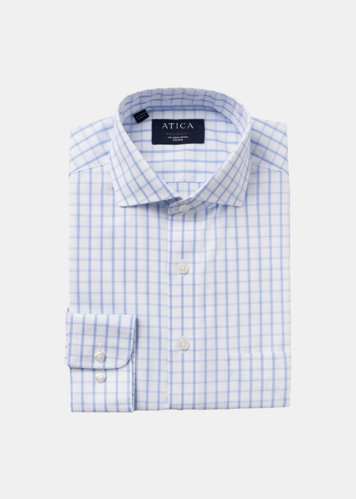 Button-Down Collar Non-Iron Windowpane Check Shirt - Blue – Non-Iron, Extra Durability, American Cotton