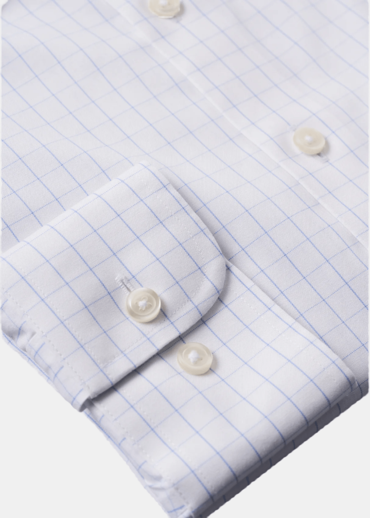 Button-Down Collar Non-Iron Windowpane Check Shirt in Light Blue – Extra Durability, American Cotton