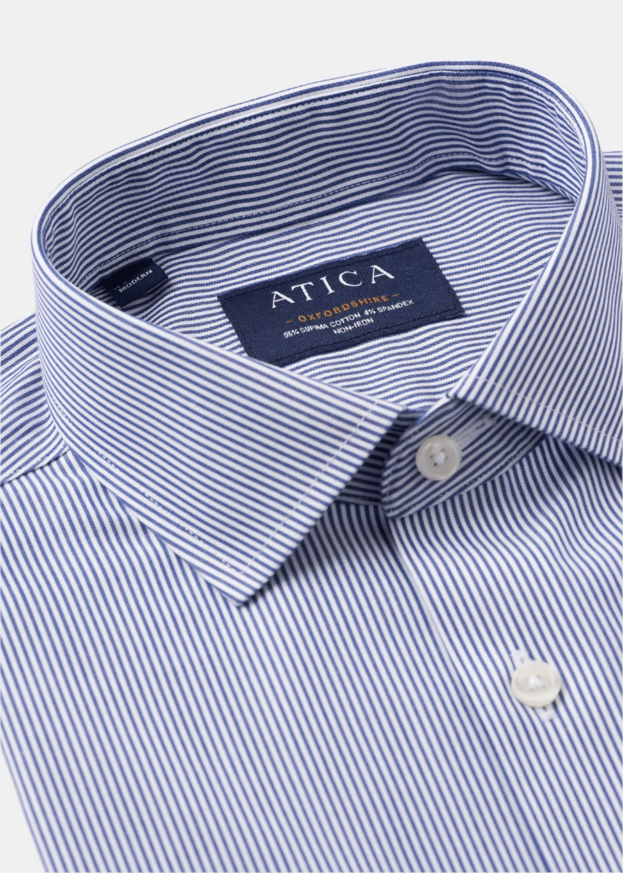 Button-Down Non-Iron Oxford Stripe Shirt - Navy - Designed for long-lasting wear. Non-iron, extra durability