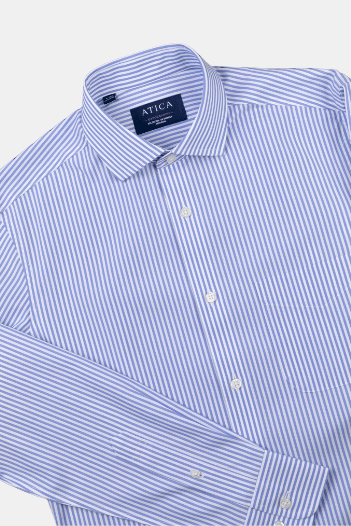 Button-Down Non-Iron Oxford Stripe Shirt - Blue - Designed for long-lasting wear. Non-iron, extra durability