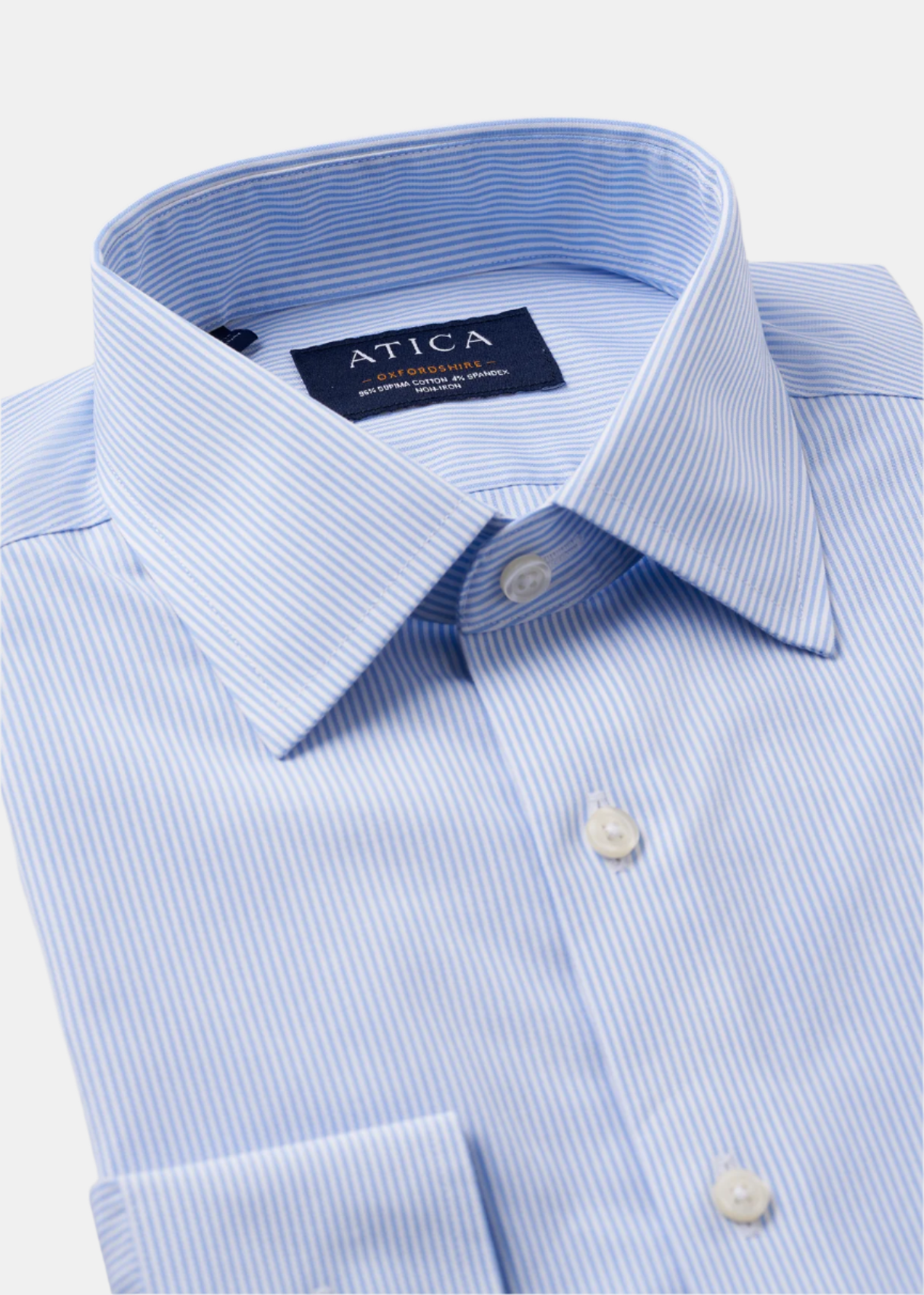 Button-Down Non-Iron Oxford Stripe Shirt - Light Blue - Designed for long-lasting wear. Non-iron, extra durability