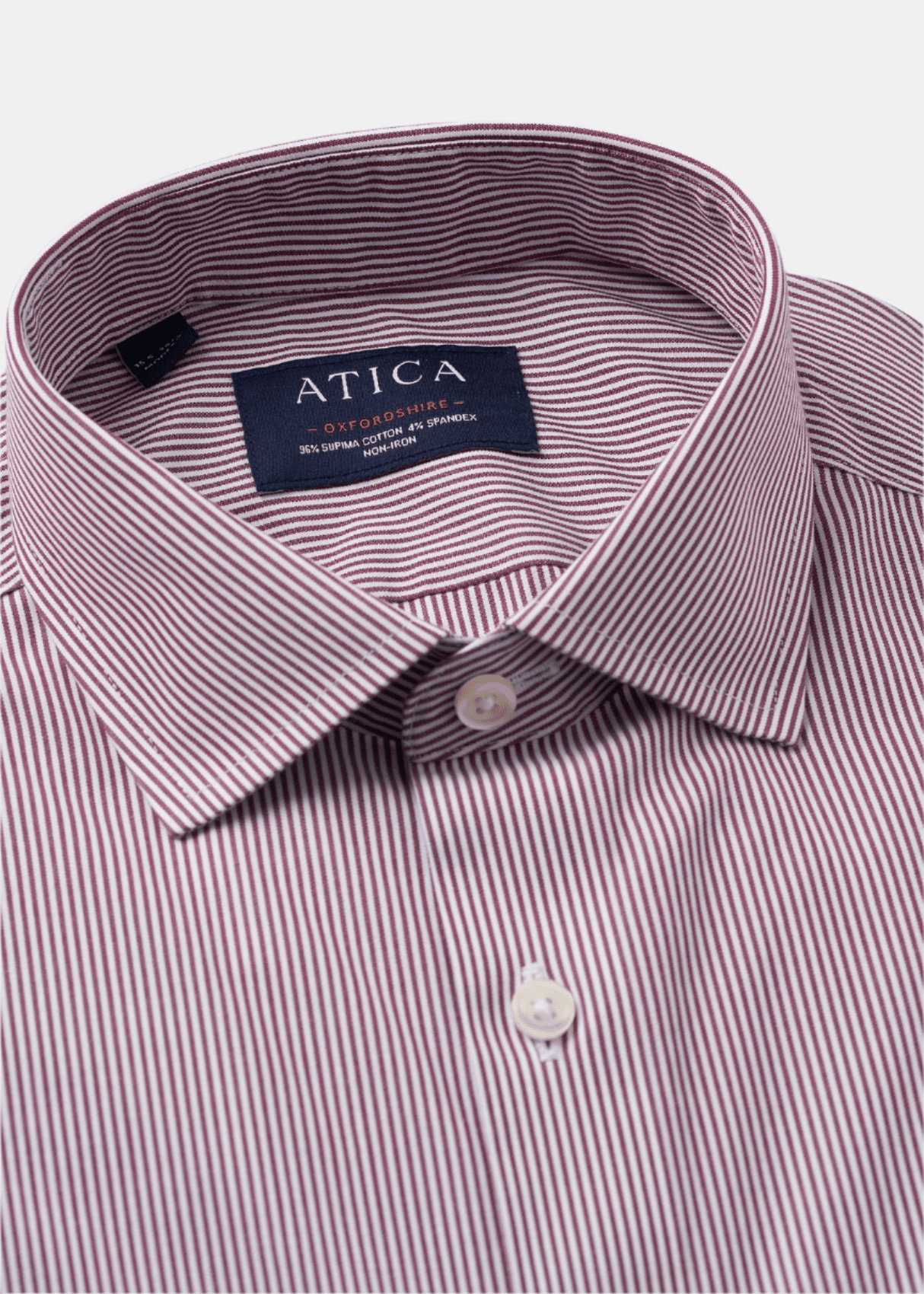 Button-Down Non-Iron Oxford Stripe Shirt - Wine - Designed for long-lasting wear. Non-iron, extra durability