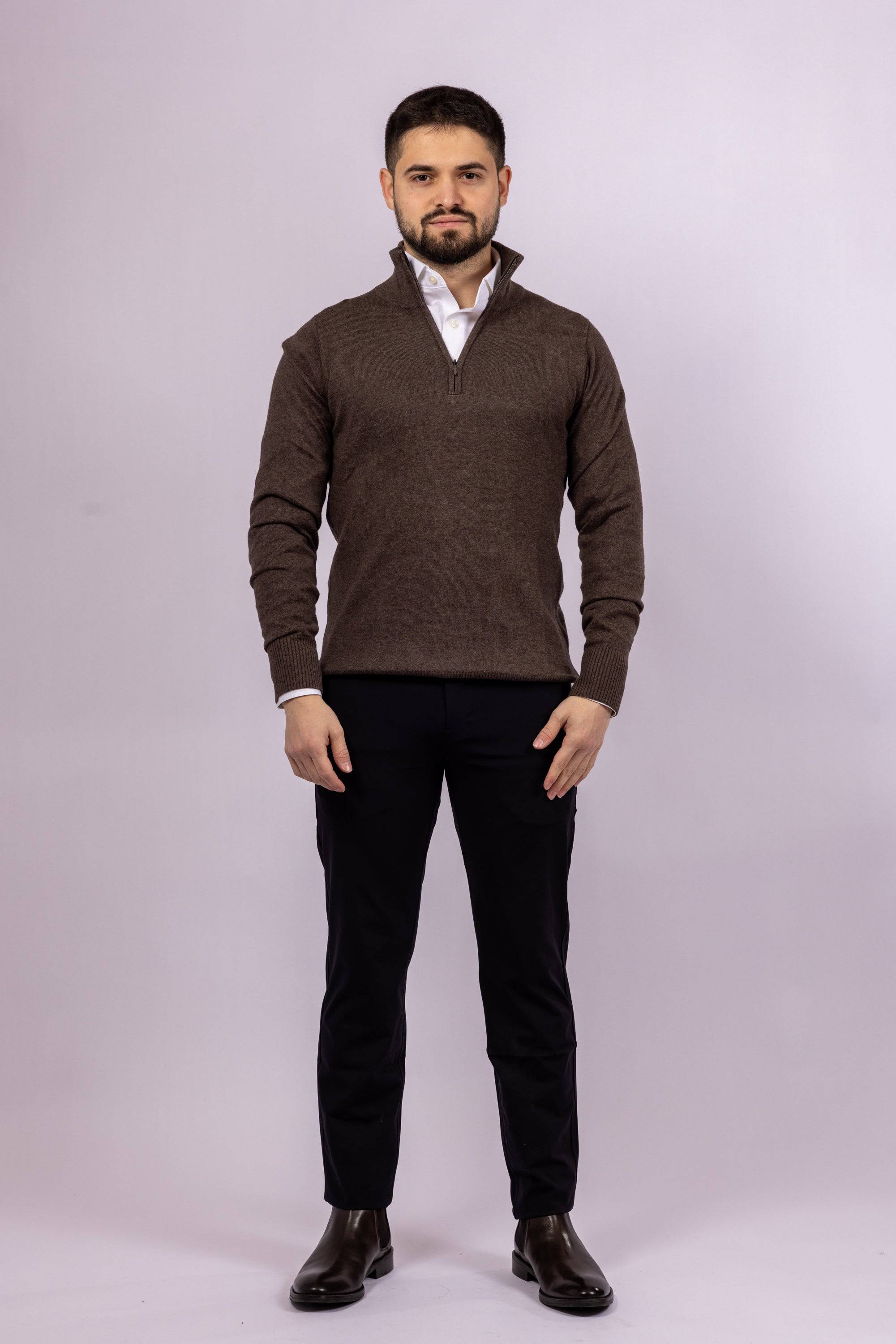 Cashmere Blend Quarter Zip Sweater - Atica Man
