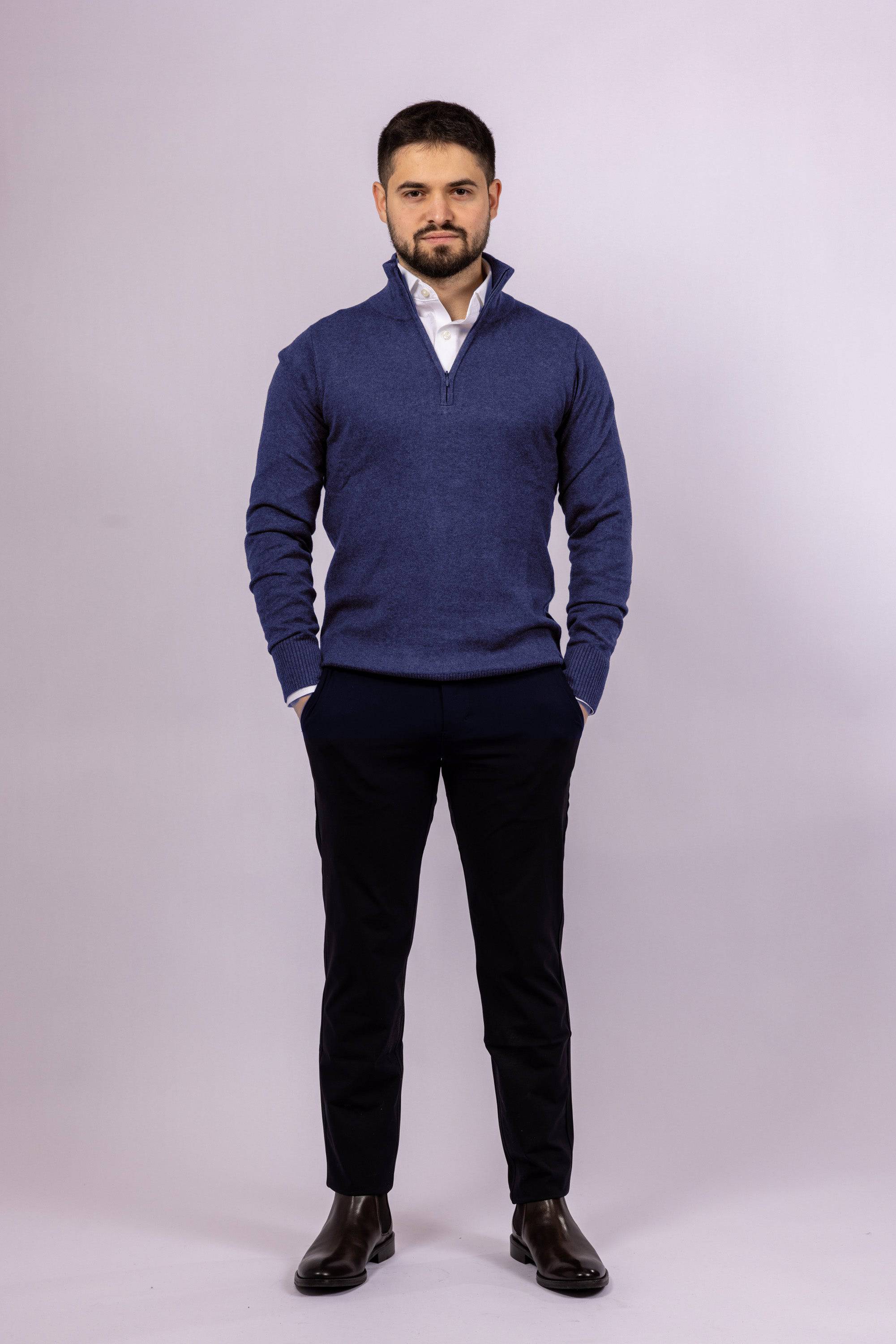 Cashmere Blend Quarter Zip Sweater - Atica Man