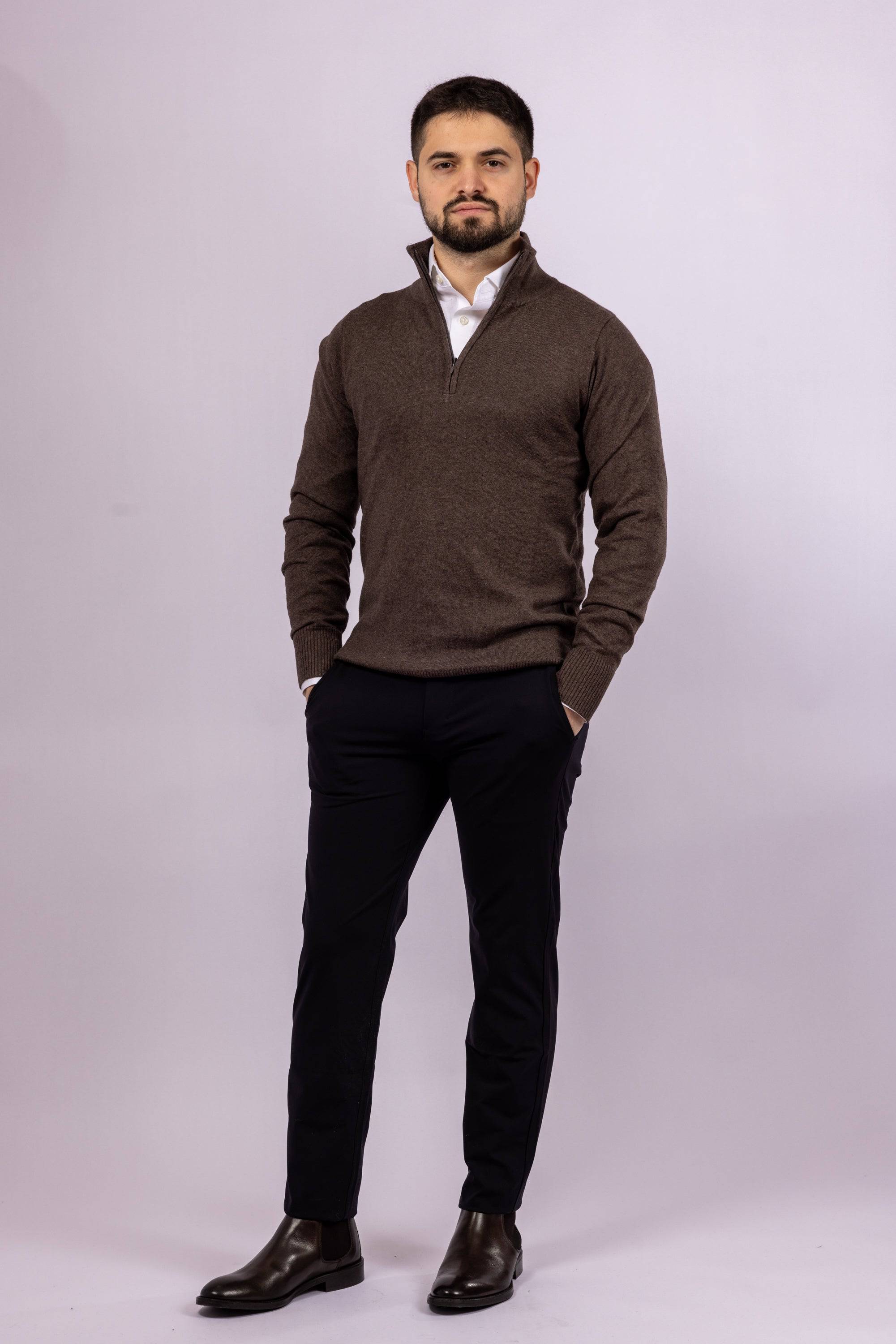 Cashmere Blend Quarter Zip Sweater - Atica Man