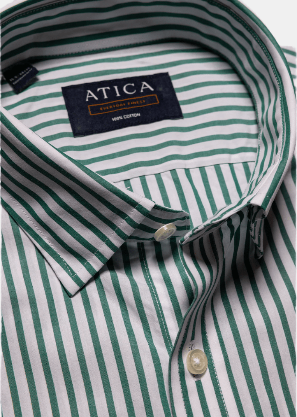 Everyday Green Bengal Stripe Casual Shirt – Non-Iron, Wrinkle-Resistant, Breathable Cotton, Classic Fit, Embroidered Inset