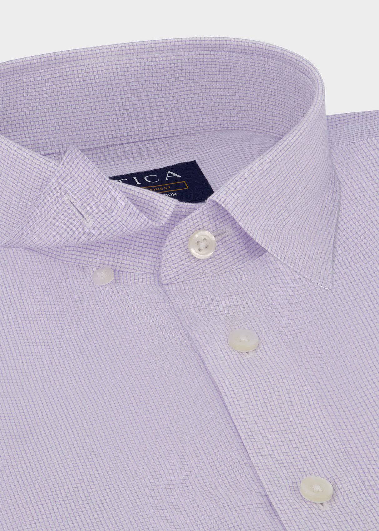 Everyday Lavender Micro Grid Casual Shirt – Non-Iron, Wrinkle-Resistant, Breathable Cotton, Classic Fit