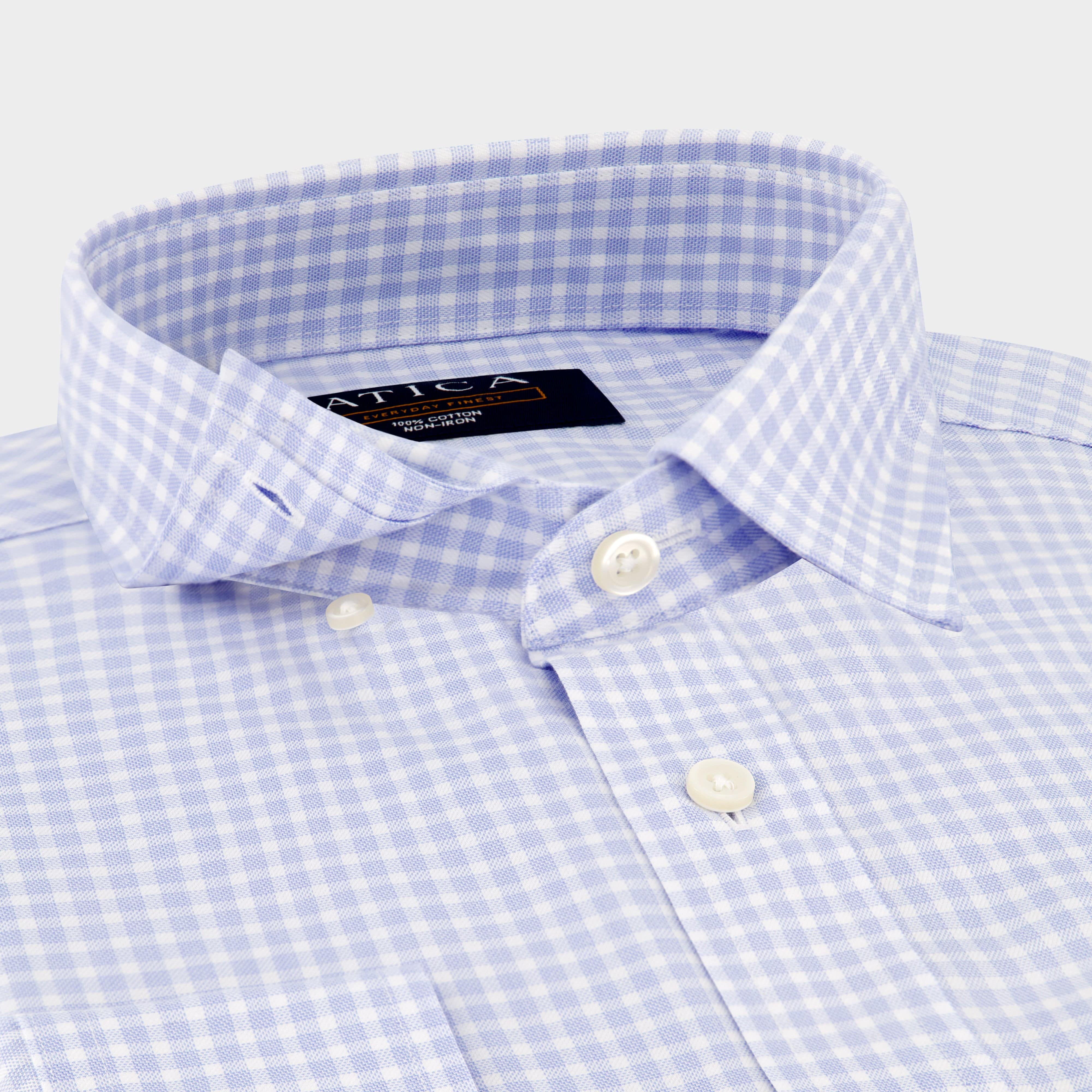 Everyday Light Blue Gingham Casual Shirt – Non-Iron, Wrinkle-Resistant, Breathable Cotton, Classic Fit