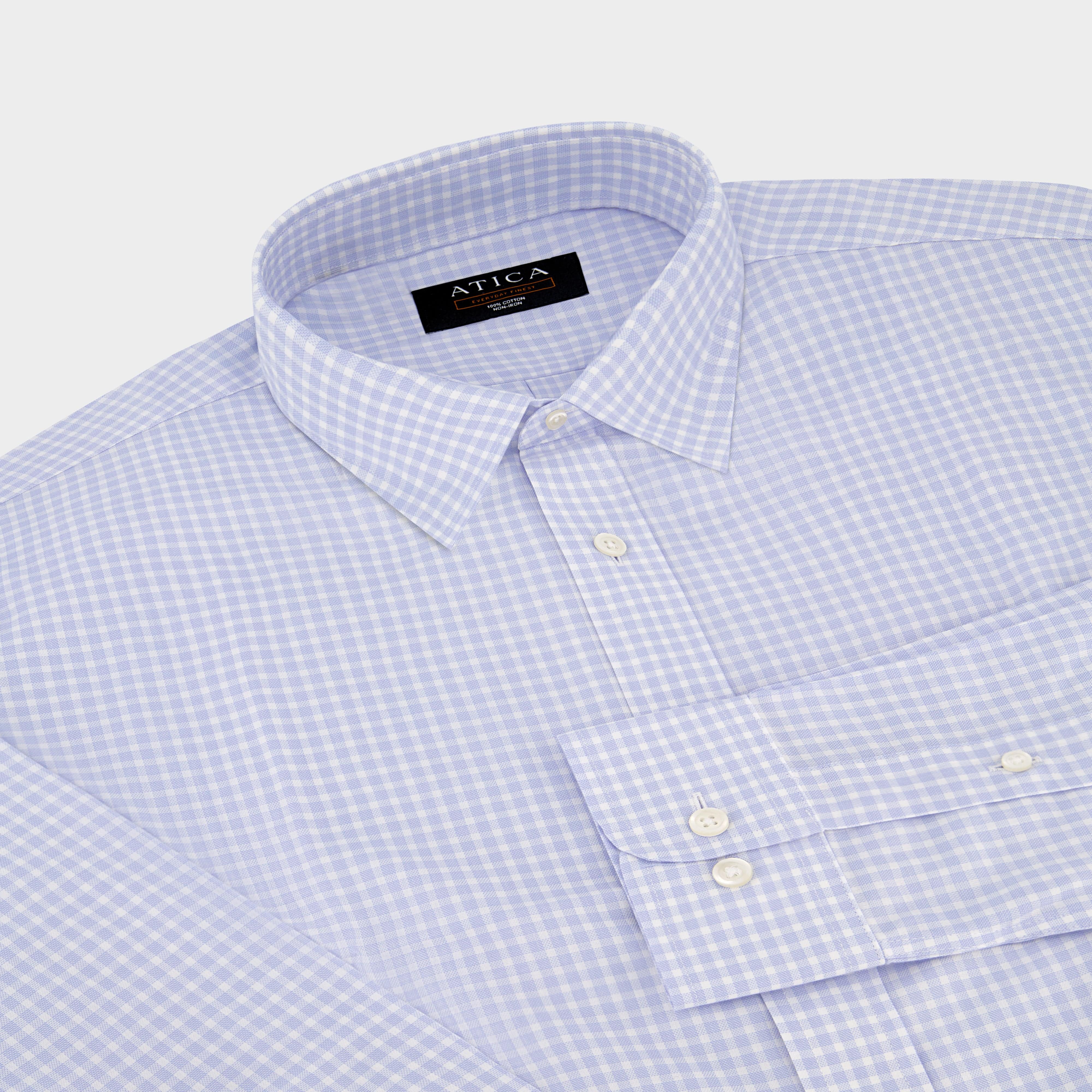 Everyday Light Blue Gingham Casual Shirt – Non-Iron, Wrinkle-Resistant, Breathable Cotton, Classic Fit