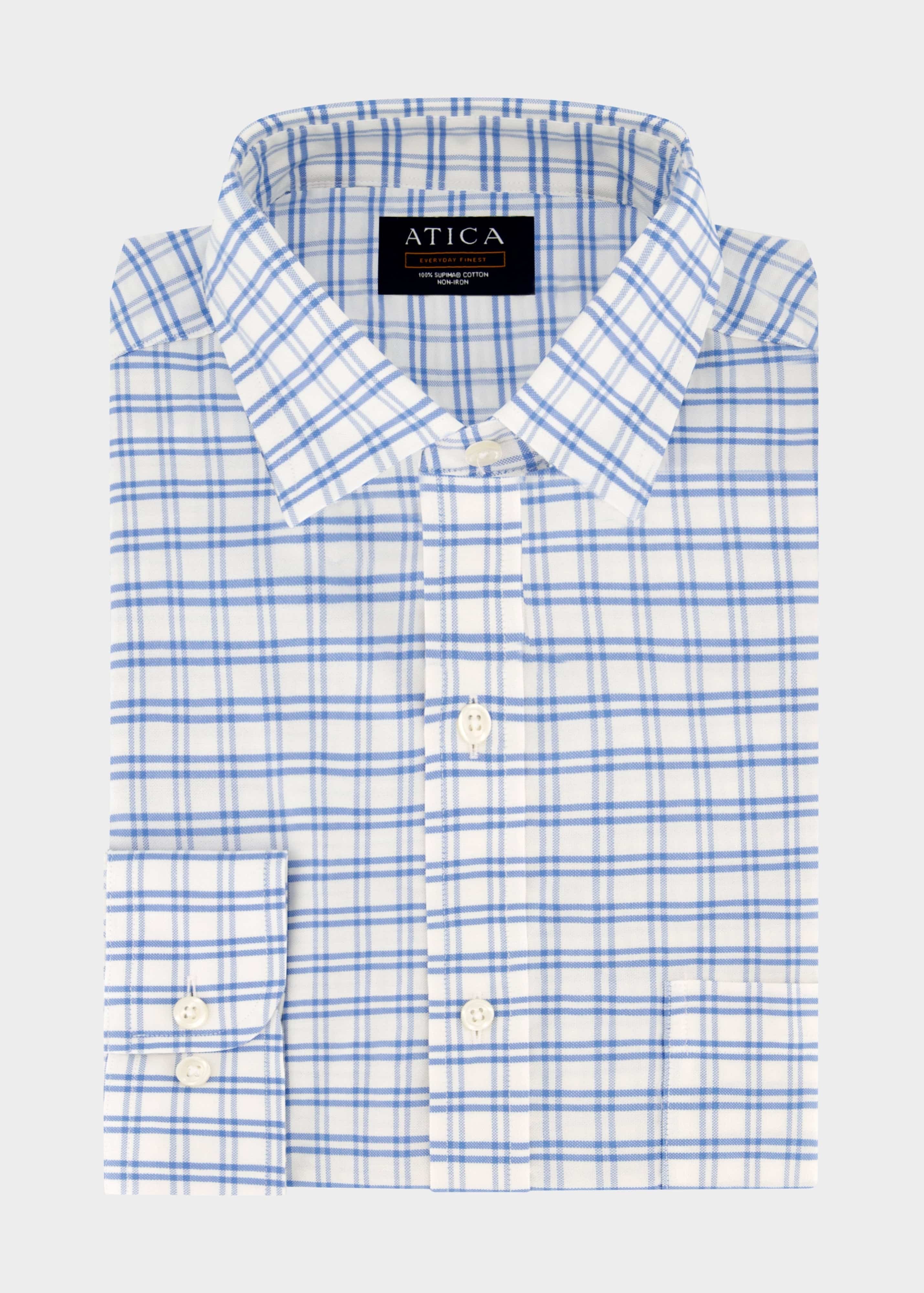 Everyday Light Blue Grid Casual Shirt – Non-Iron, Wrinkle-Resistant, Breathable Cotton