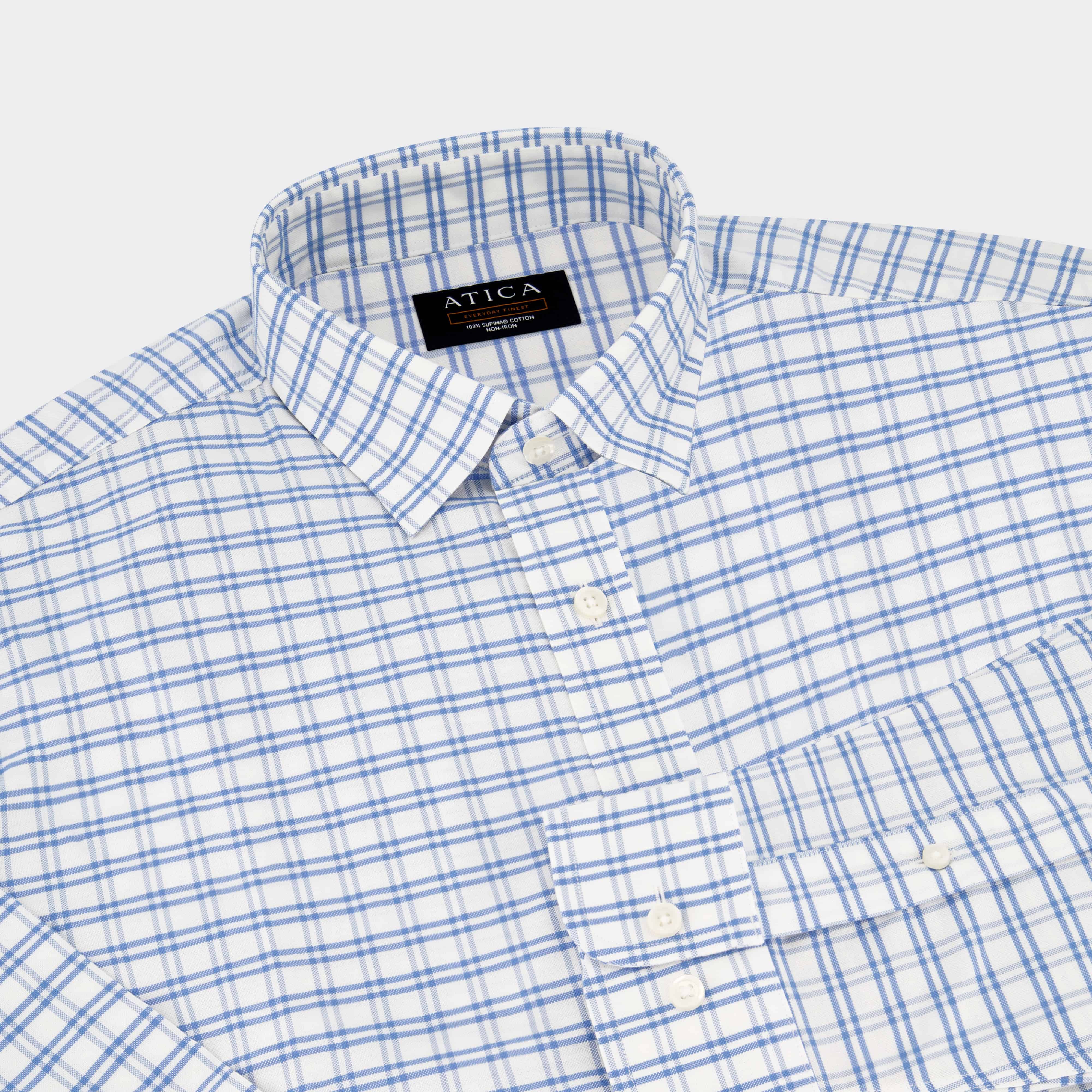 Everyday Light Blue Grid Casual Shirt – Non-Iron, Wrinkle-Resistant, Breathable Cotton