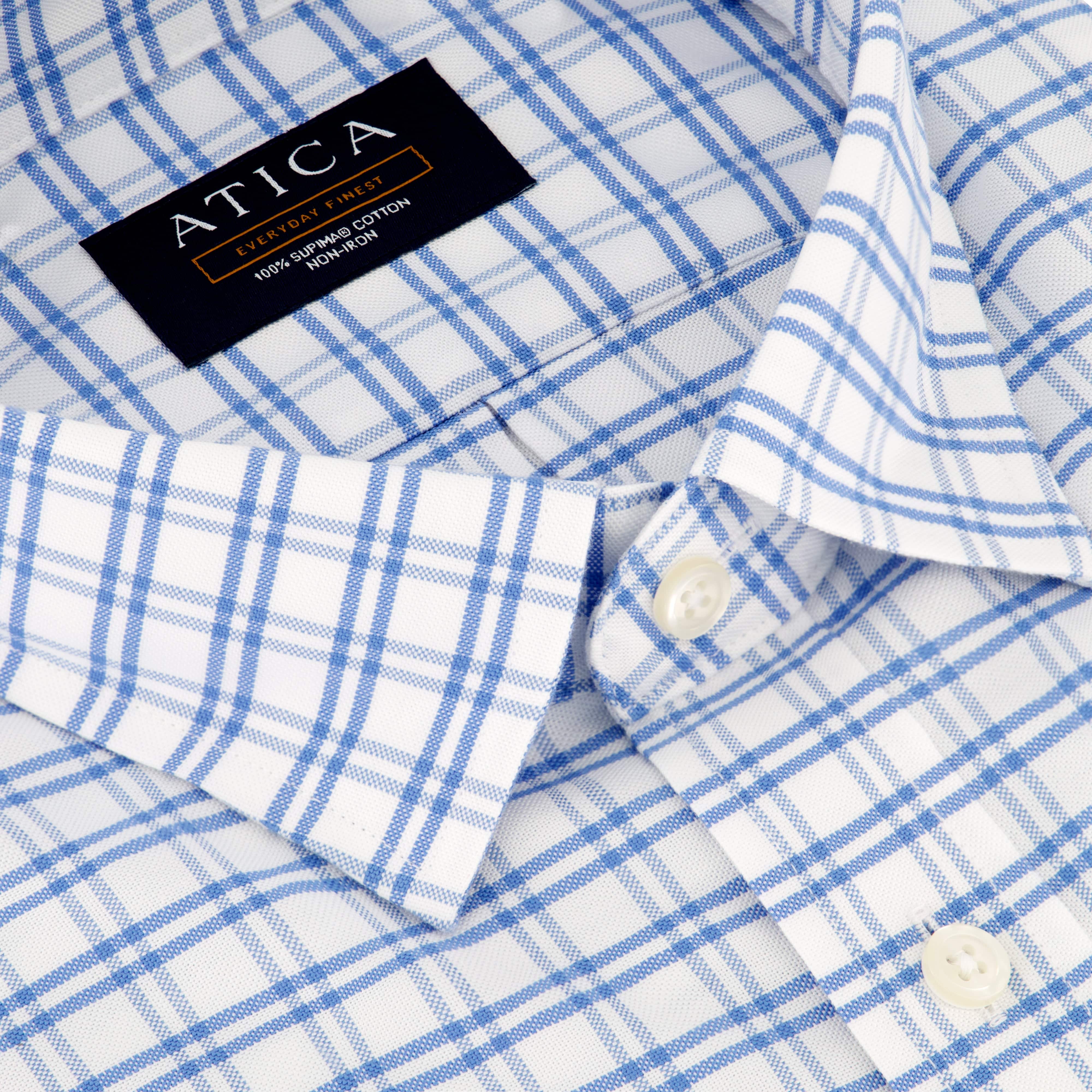 Everyday Light Blue Grid Casual Shirt – Non-Iron, Wrinkle-Resistant, Breathable Cotton