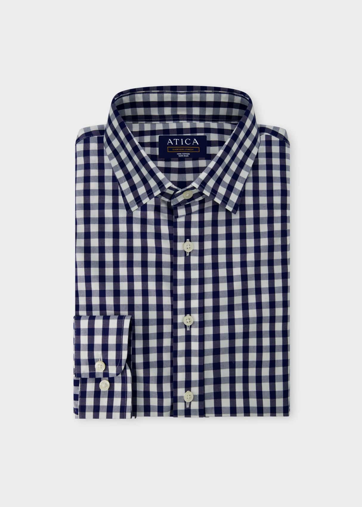 Everyday Navy Gingham Casual Shirt – Non-Iron, Wrinkle-Resistant, Breathable Cotton, Classic Fit