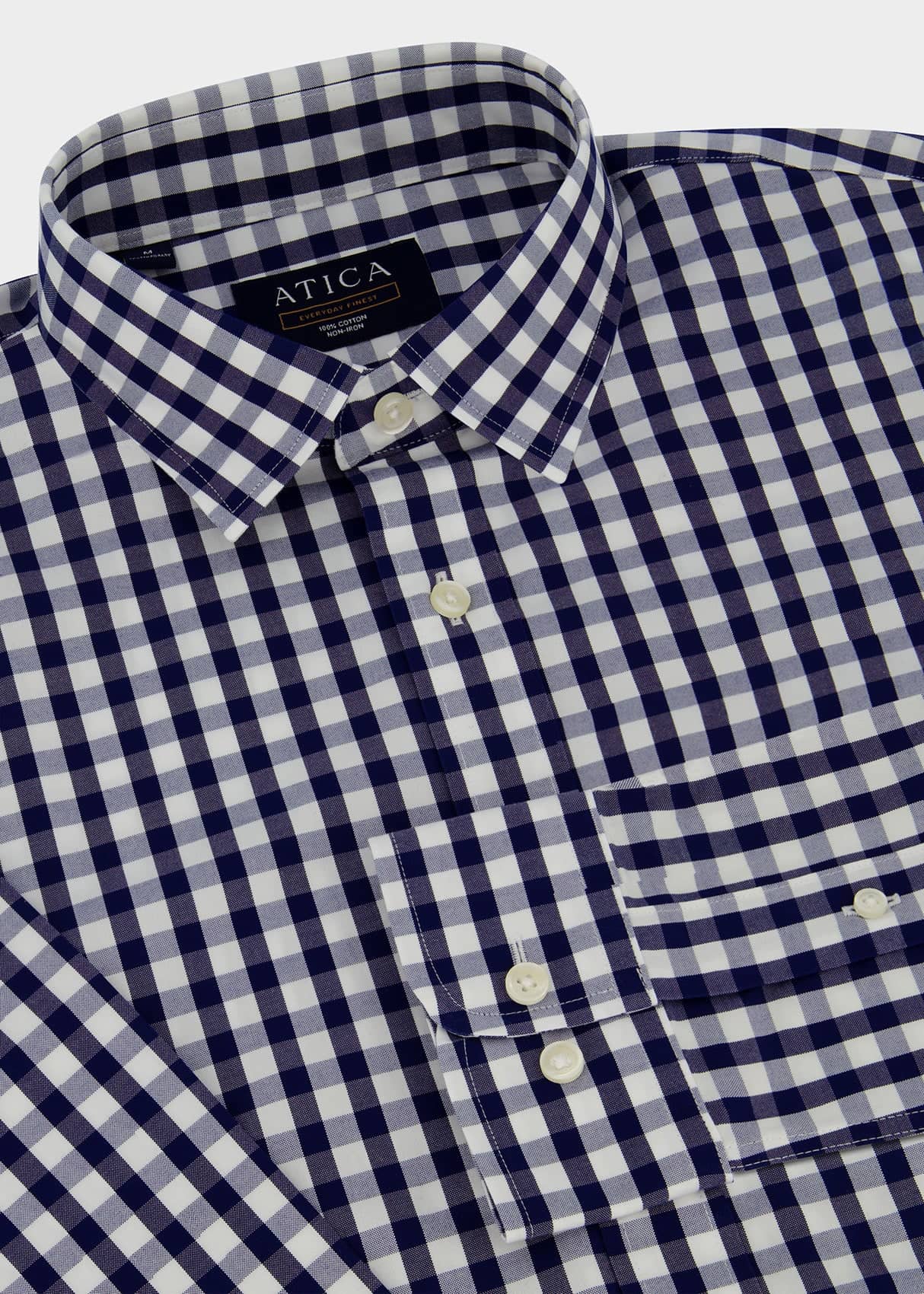 Everyday Navy Gingham Casual Shirt – Non-Iron, Wrinkle-Resistant, Breathable Cotton, Classic Fit