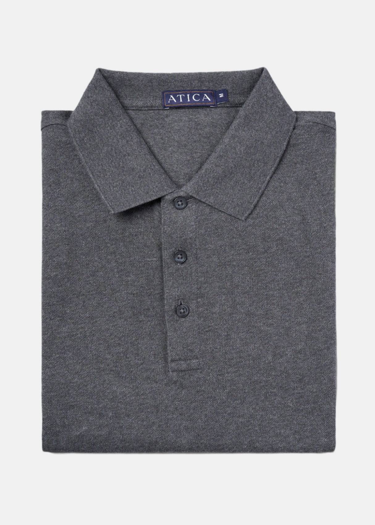 Men's Dark Grey Polo Shirt. Made from 100% breathable American Cotton, wrinkle free