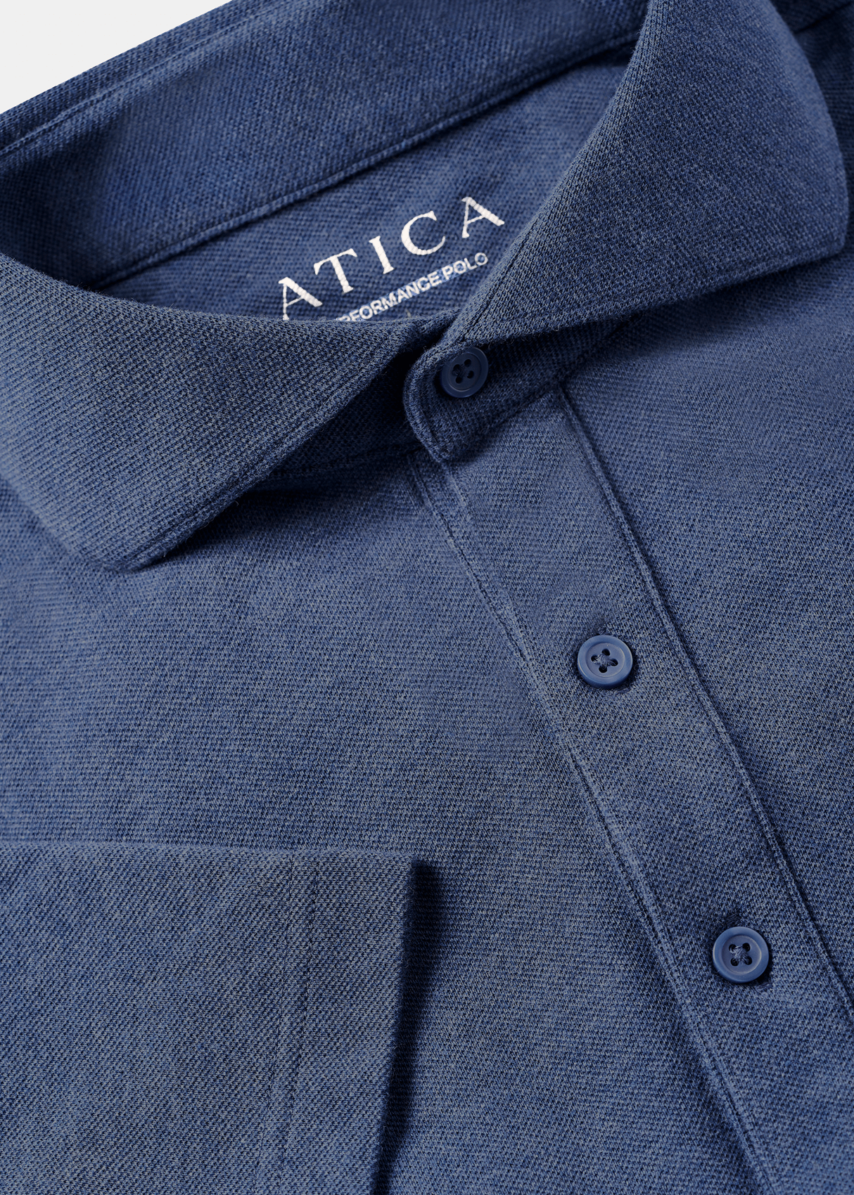 Men's Heather Blue Polo Shirt. Made from 100% breathable American Cotton, wrinkle free