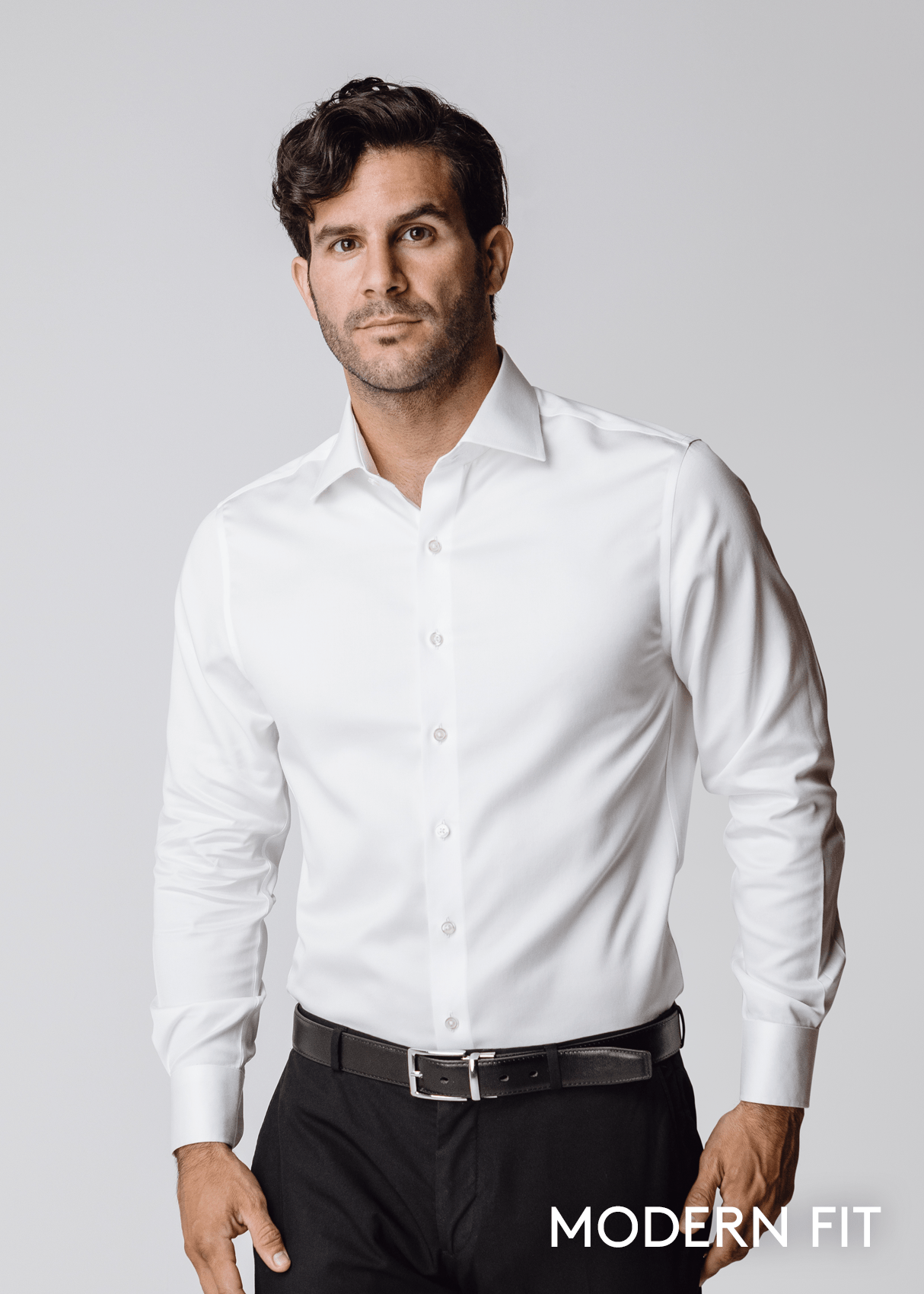 Milano White Dress Shirt - Contemporary – Non-Iron, Wrinkle-Resistant, Breathable Cotton, Tailored Fit